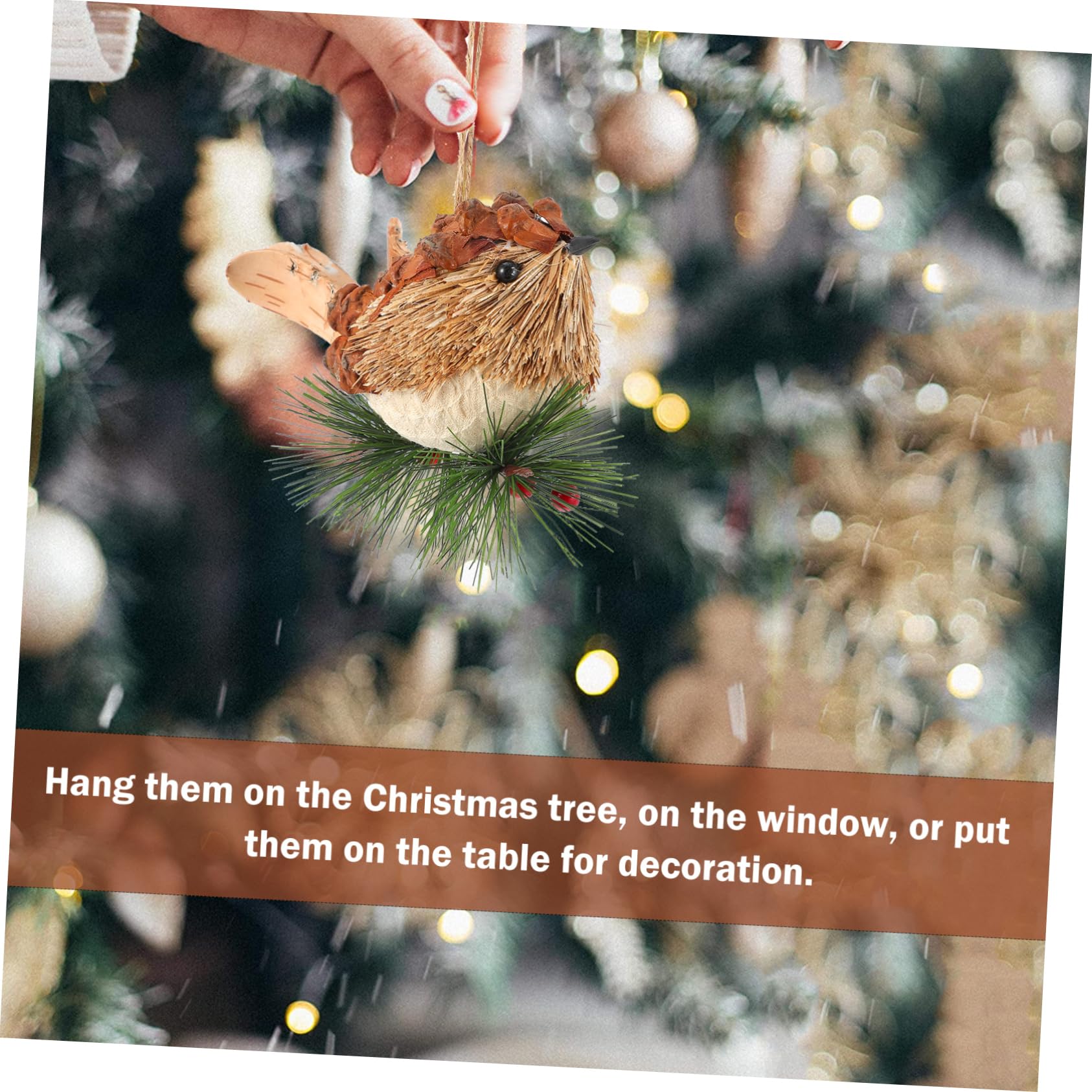 Alipis 4stücke Handgefertigter Weihnachtsbaum Dekorative Vogel-Ornamente Für Festliche Anlässe Und Partys Natürliche Wanddekoration Für Gemütliches Zuhause