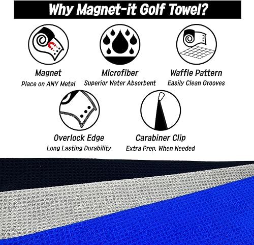 Miniatura 4 de BUDDYBIRDIE Magnet-it - Toalla de golf de tres pliegues, bolsillos de microfibra con patrón de gofre, imán de fuerza industrial, fuerte sujeción,