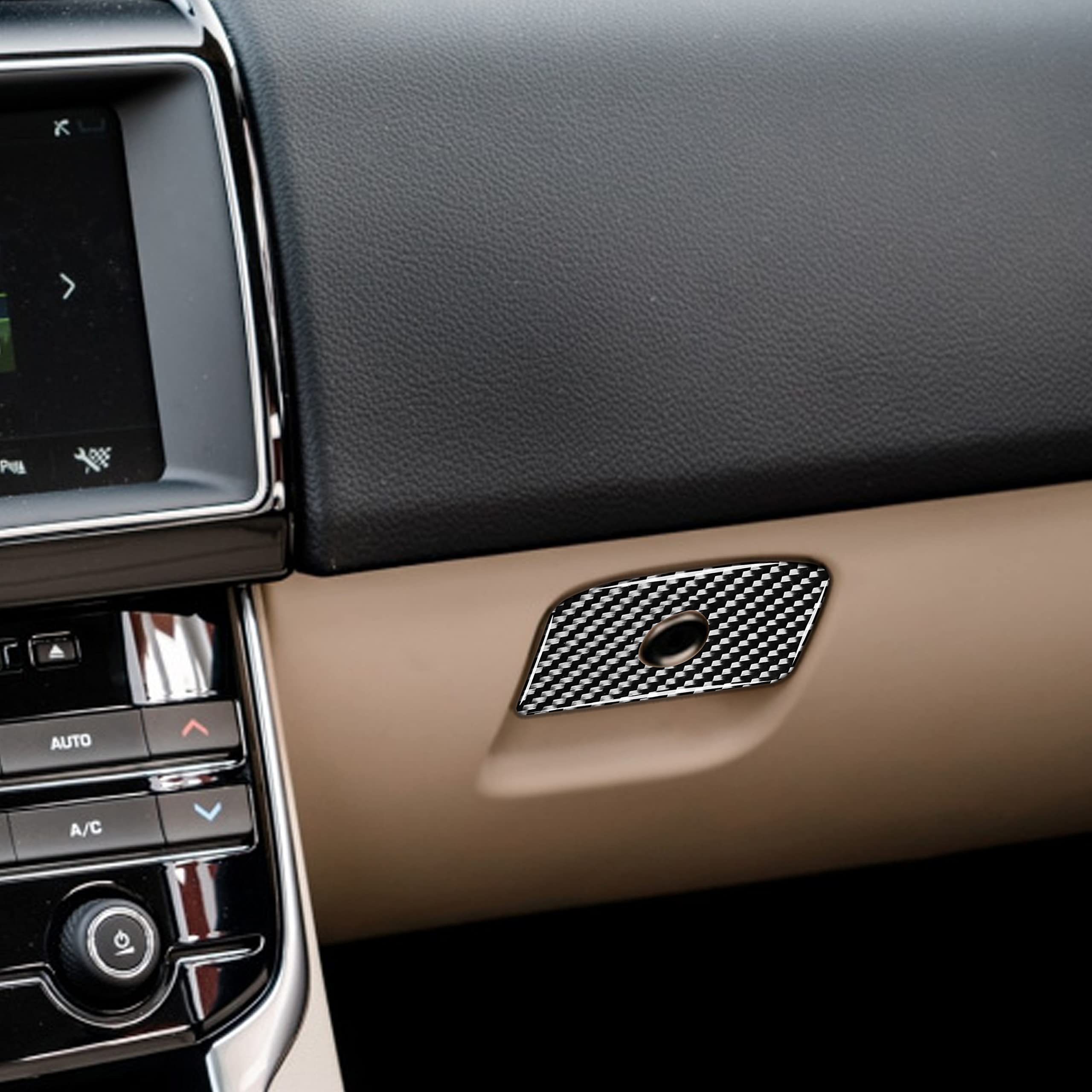 Real Premium Carbon Fiber Compatible with Jaguar F-PACE X761 2016 2017 2018 2019 2020 Accessories Car Passenger Compartment Puller Cover Sticker Decal Auto Interior Trim