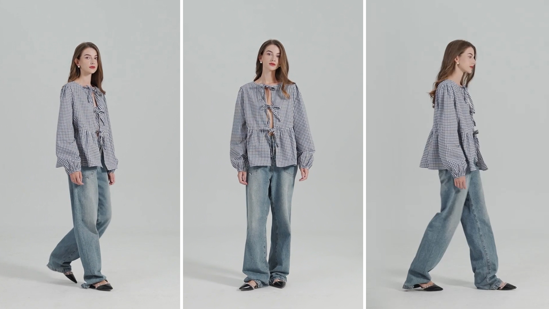 Casly Lamiit Going Out Tops Front Tie Long Sleeve Shirt Women