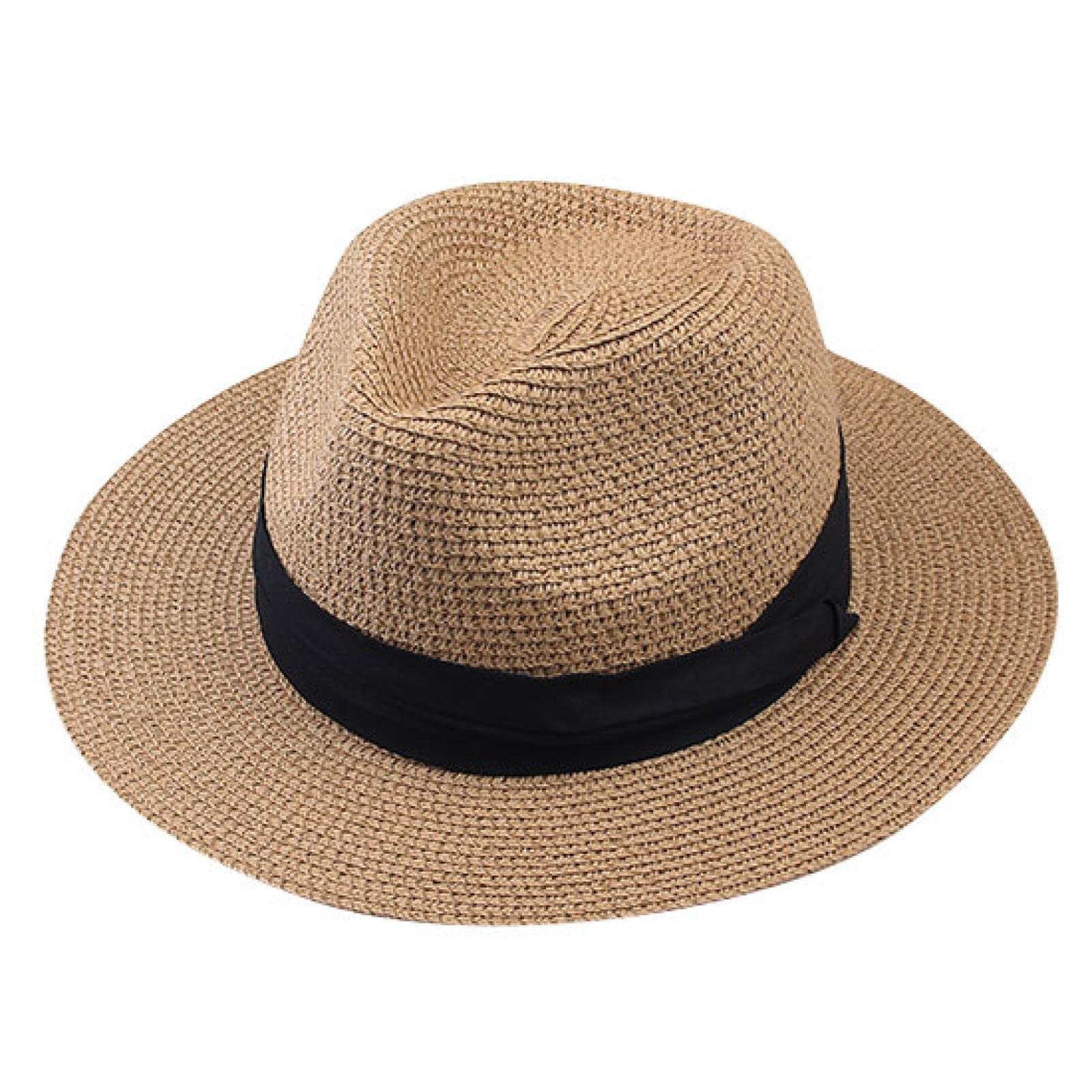 Sombrero de Sol Paja Verano para Mujeres Hombres Sombreros de Playa Protección (khaki02 M) (khaki01