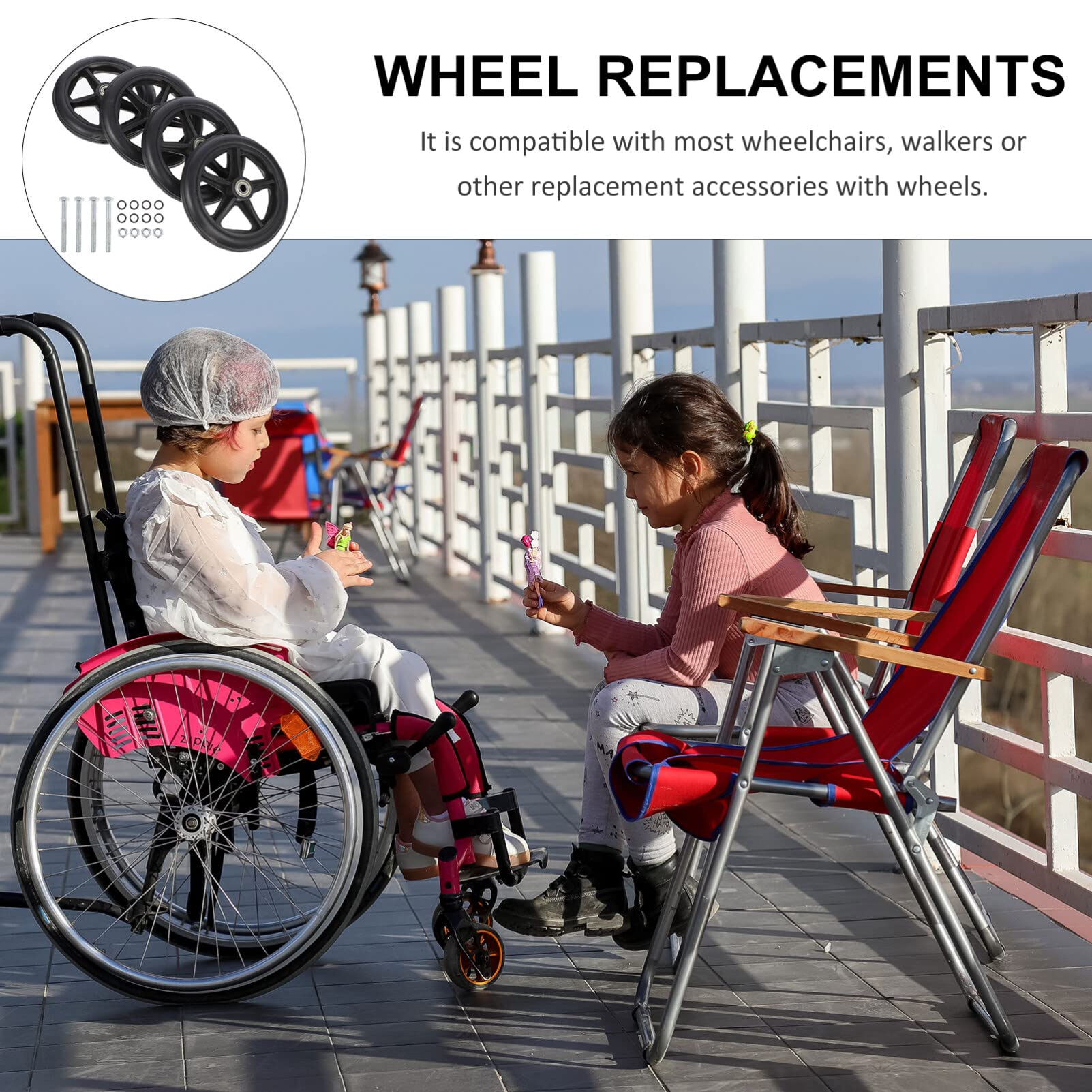 iplusmile Ruedas Delanteras de Repuesto para Sillas de Ruedas Rodamiento Silencioso, Material Abs y Acero, Ideales para Uso Interior y Exterior, Accesorio Portátil Resistente