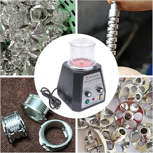 Miniatura 6 de Máquina pulidora de joyas magnética de 3.937 in, 110 V, vaso magnético con barril de pulido y alfileres de bruñido, vaso de joyería ajustable de 4