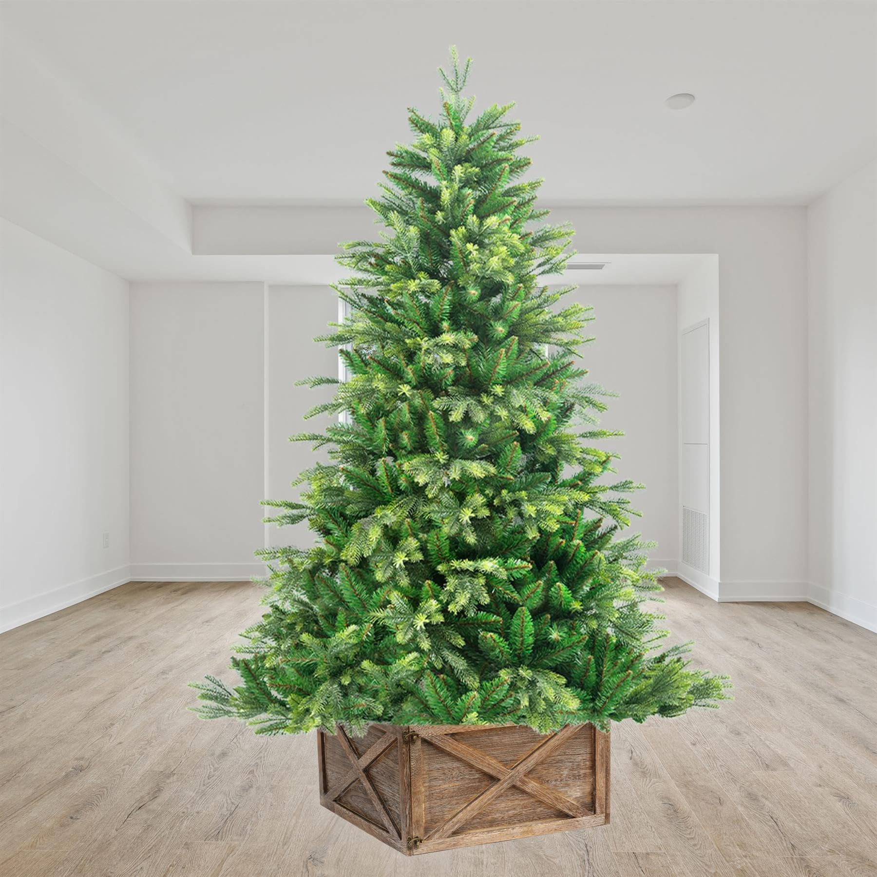 Jupe de Sapin de Noël Pliable en Bois pour décoration d'arbre de Noël, 45 x 43 x 25 cm