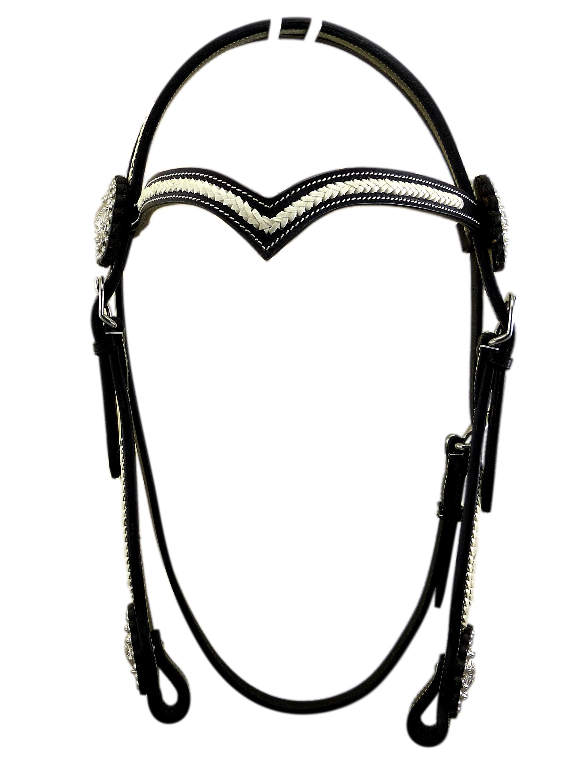 Miles Westerntrense Kopfstück V-Shaped Schwarz Full mit Rohhaut und Concha