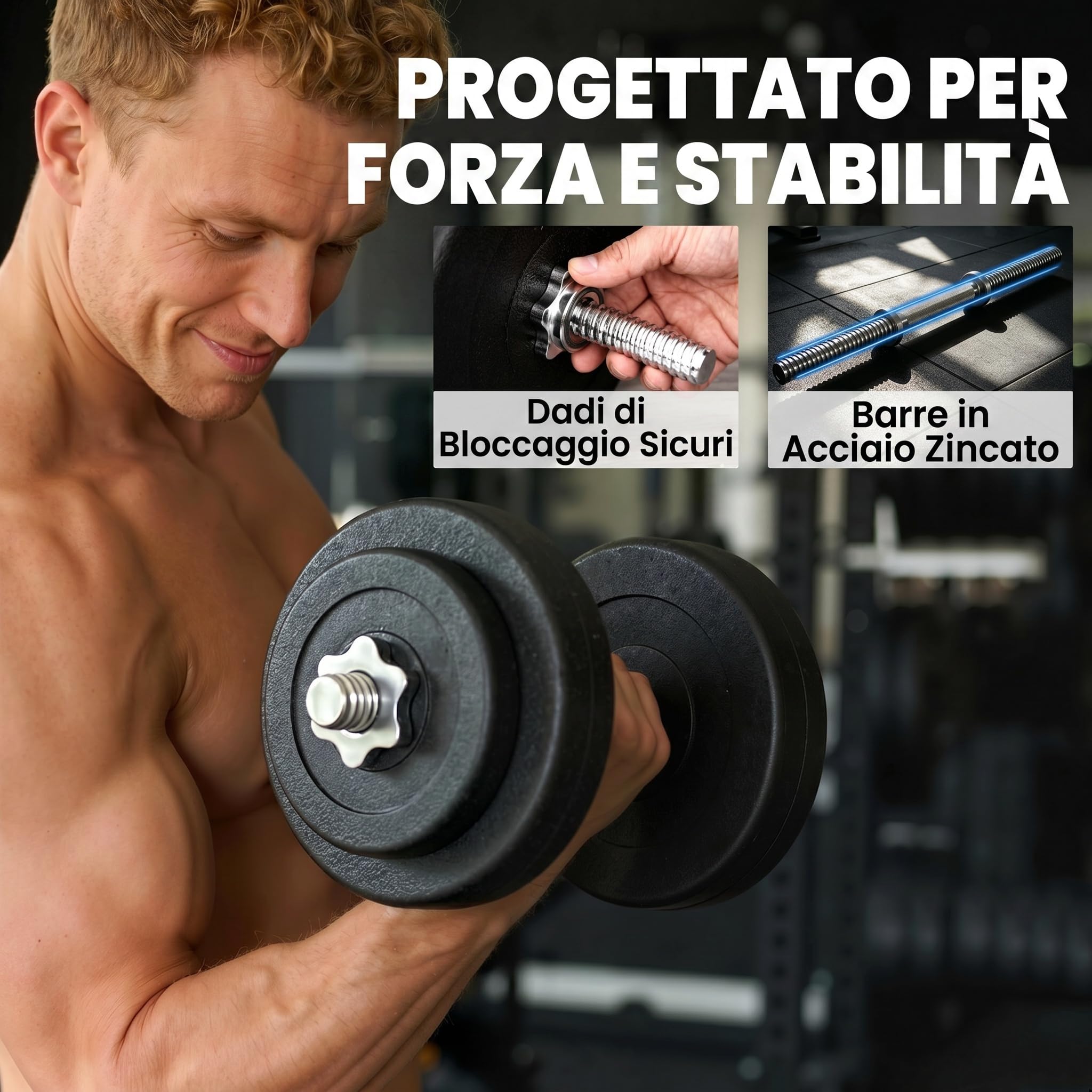 HOMCOM Set di Manubri Palestra Regolabili 2x25kg, Coppia Manubri Regolabili Salvaspazio con Impugnatura Antiscivolo, Allenamento Fitness Casa, Nero