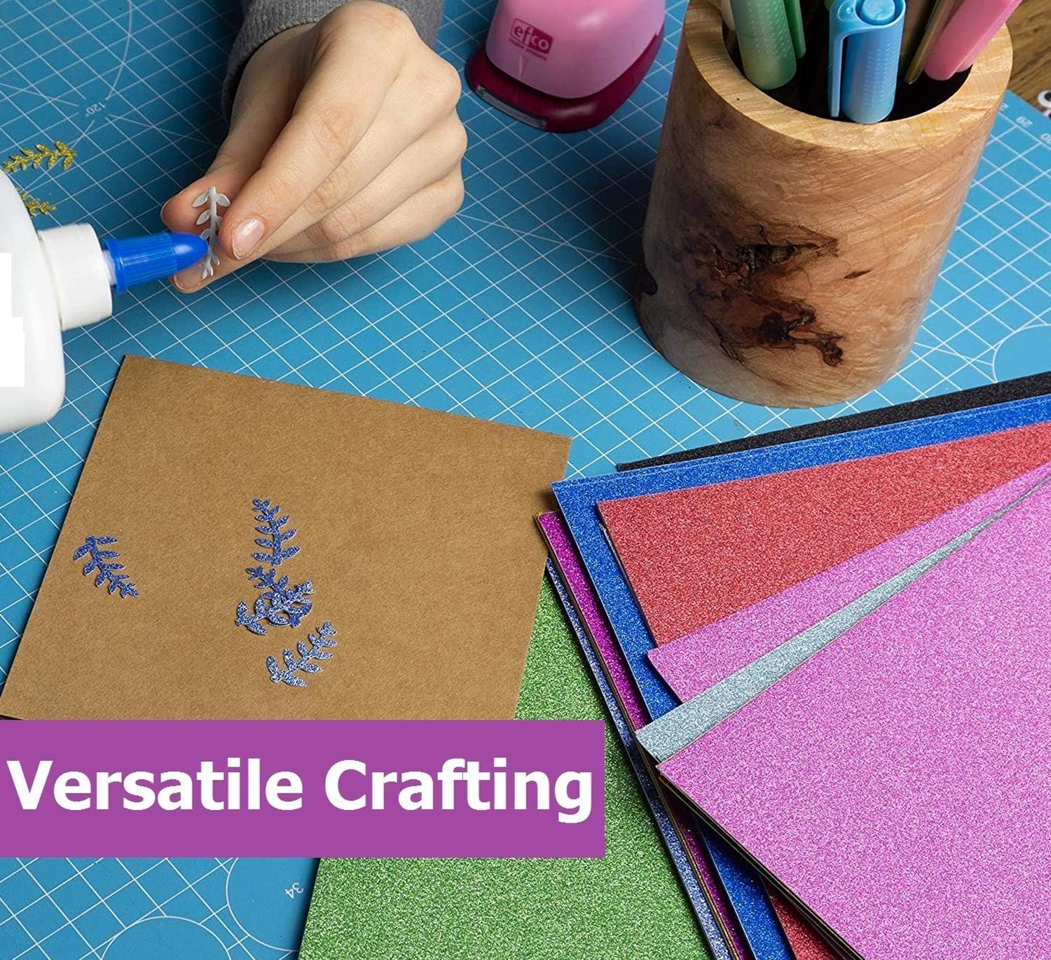 Simetufy Cartoncino glitterato, 40 fogli in 20 colori, cartoncino premium per Cricut, artigianato e progetti fai da te, carta scintillante per la