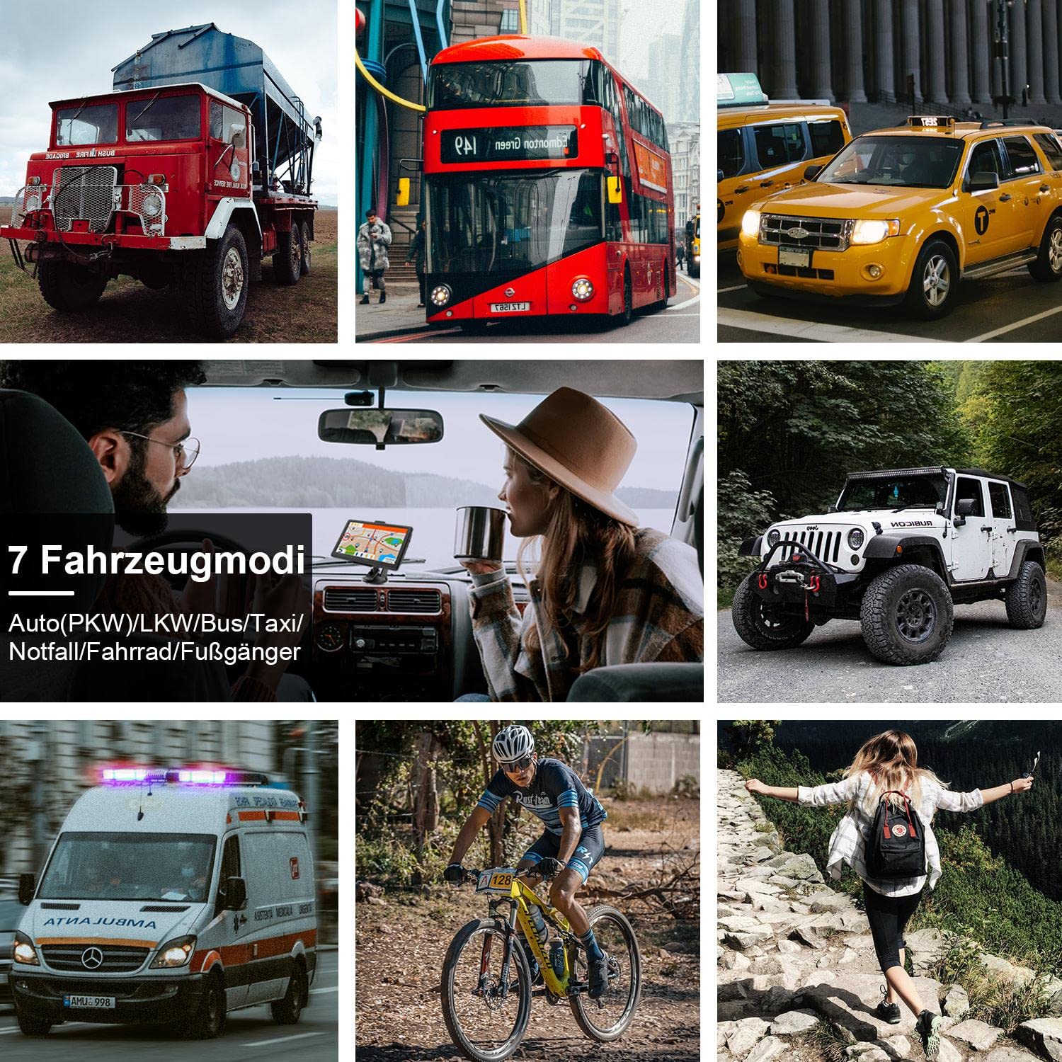 Jimwey GPS Navigationsgerät für Auto 2024 LKW Navi 7 Zoll Navigation für Auto PKW KFZ mit Europa UK 52 Karten, Lebenslang Kostenloses Kartenupdate, POI, Blitzerwarnung, Sprachführung Fahrspurassistent