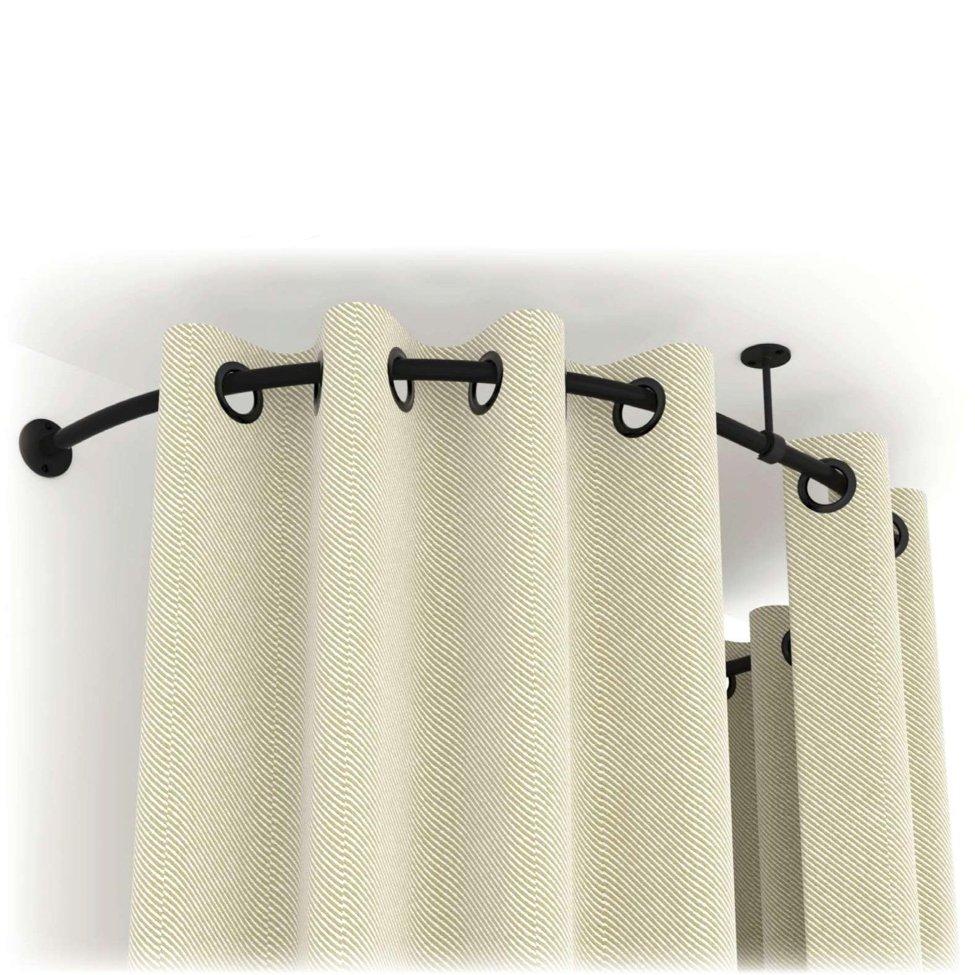Tringle à Rideau Demi-​Cercle D20 mm - Kit Complet Fixation Murale et Plafond - Aluminium Solide - Supporte Voilages et Doubles Rideaux - Facile à Installer - Couleur Blanche - Fabrication Française