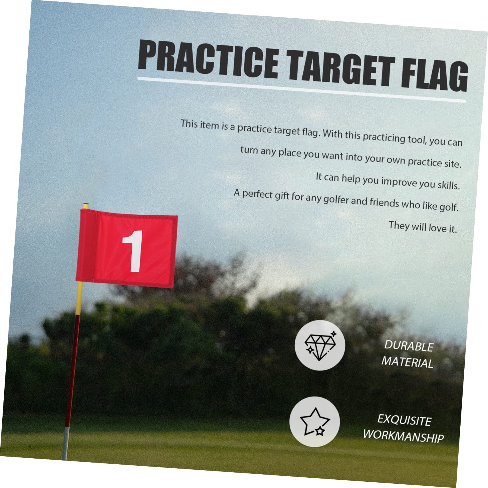 Drapeau De Golf Numéroté Rouge 1 D'entraînement En Tissu Solide Léger Portable Pour Practice Et Putting