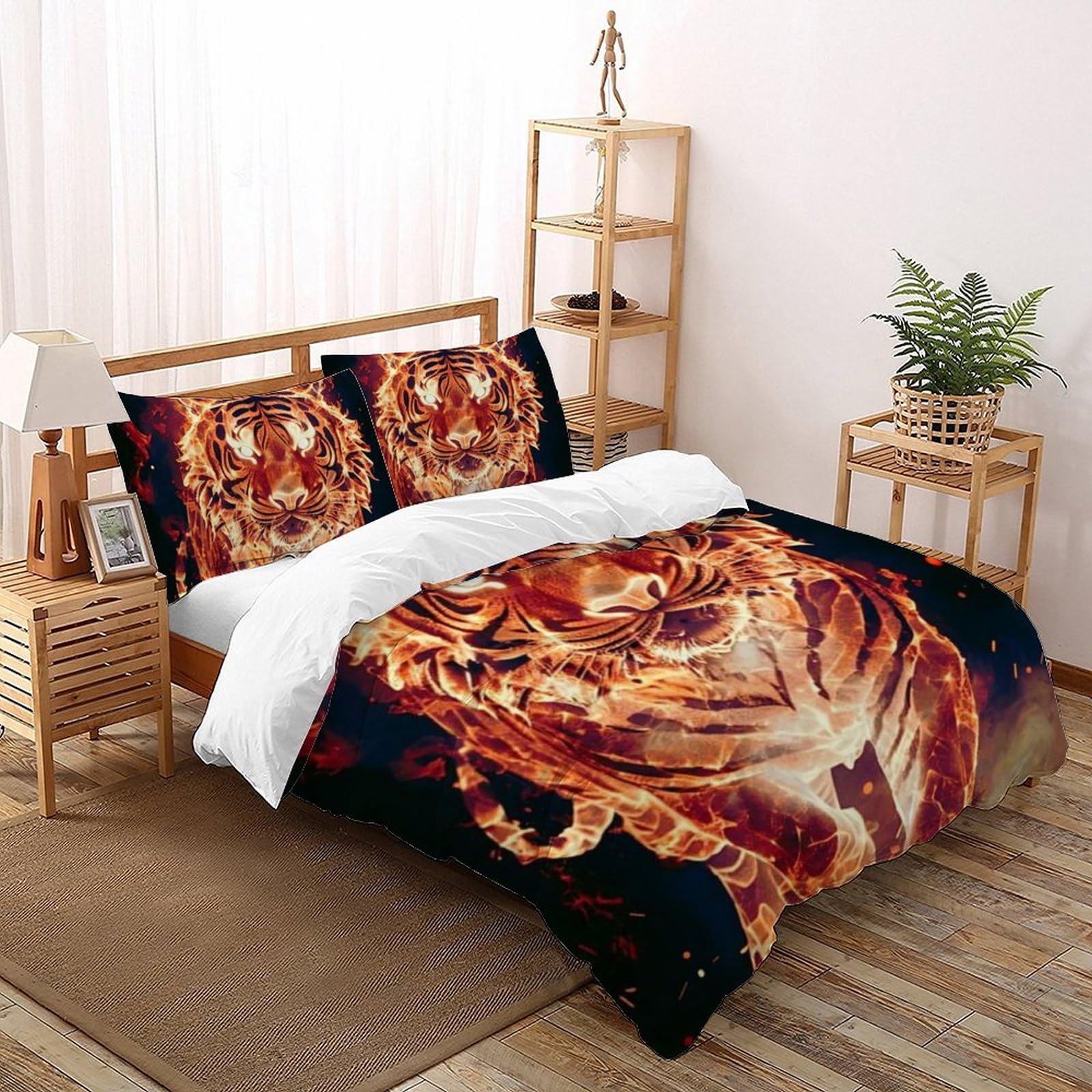 Housse de couette double lion féroce 200x200 microfibre