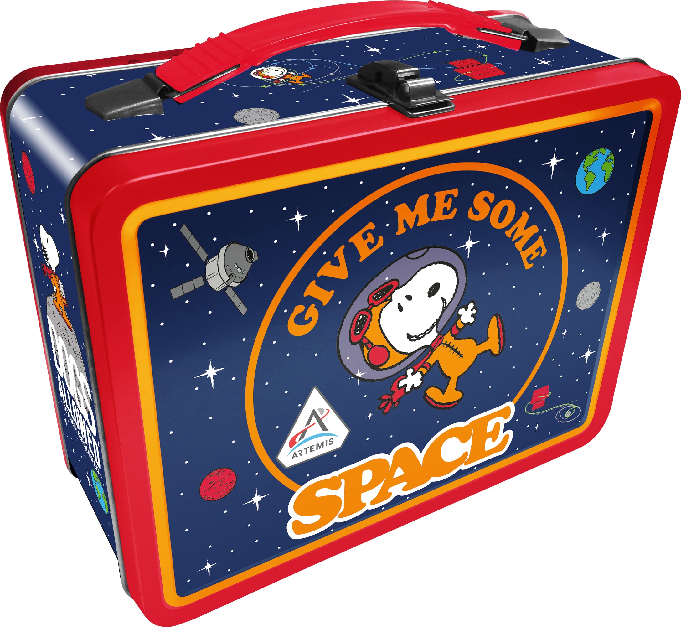 AQUARIUS Peanuts Artemis Fun Box - Sturdy Tin Storage Box with Plastic Handle & Embossed Front Cover - Officially Licensed Peanuts Artemis Merchandise & Collectible Gift