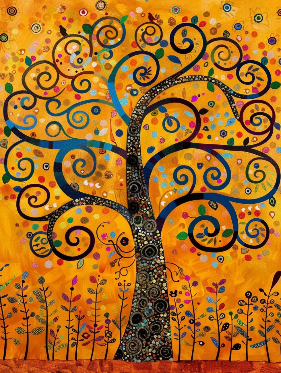 AMBATTERY Landscape Latch Hook Kitscartoon Tree Latch Hook Rug Kits for Adults and Beginner DIY Needlework Crocheting Carpet Kit with Color Preprinted Pattern 21x29in