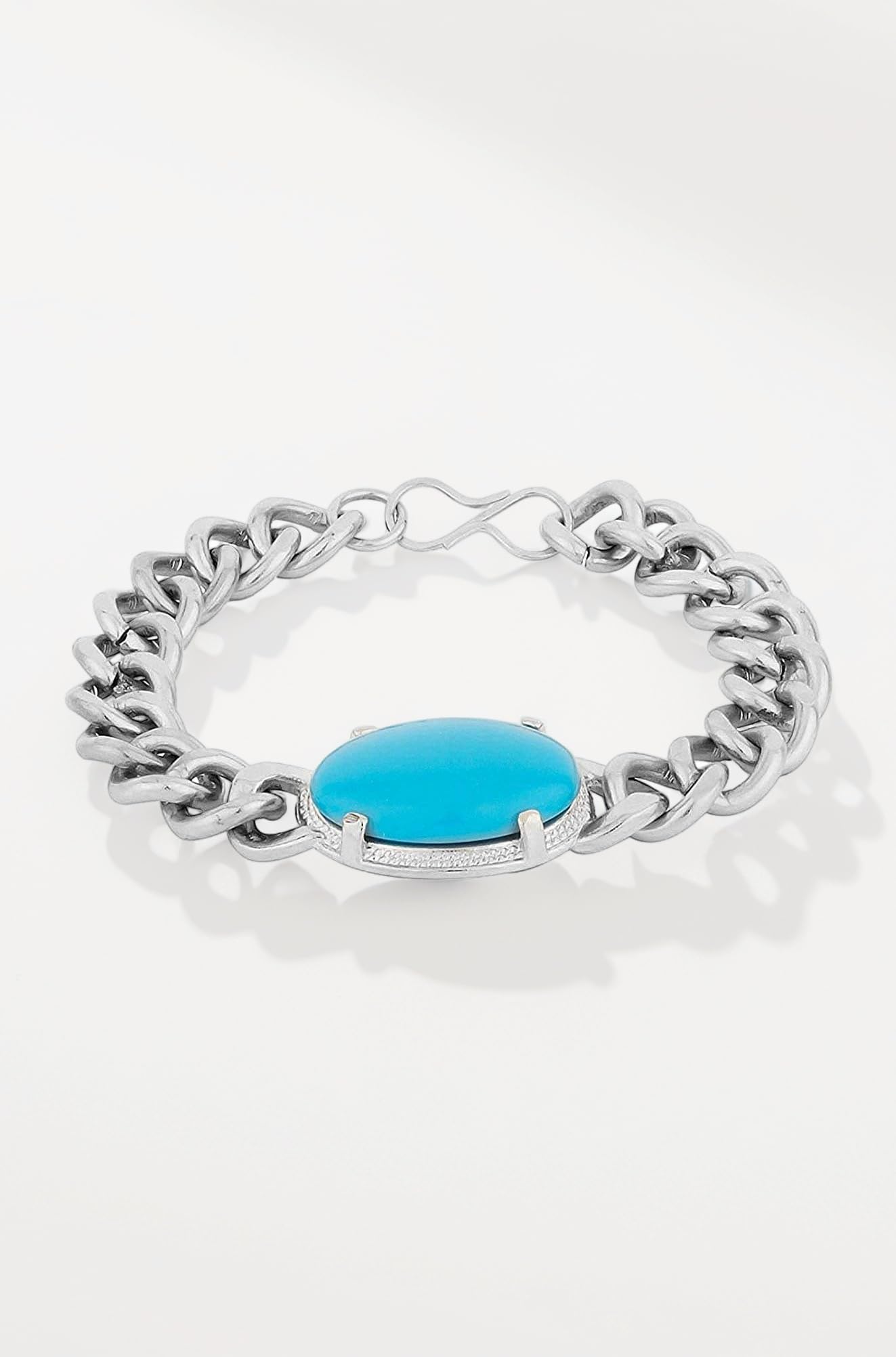 Bollywood Inspired Turquoise Bracelet for Men Silver Chain Bracelet Men's Jewelry for Gifting