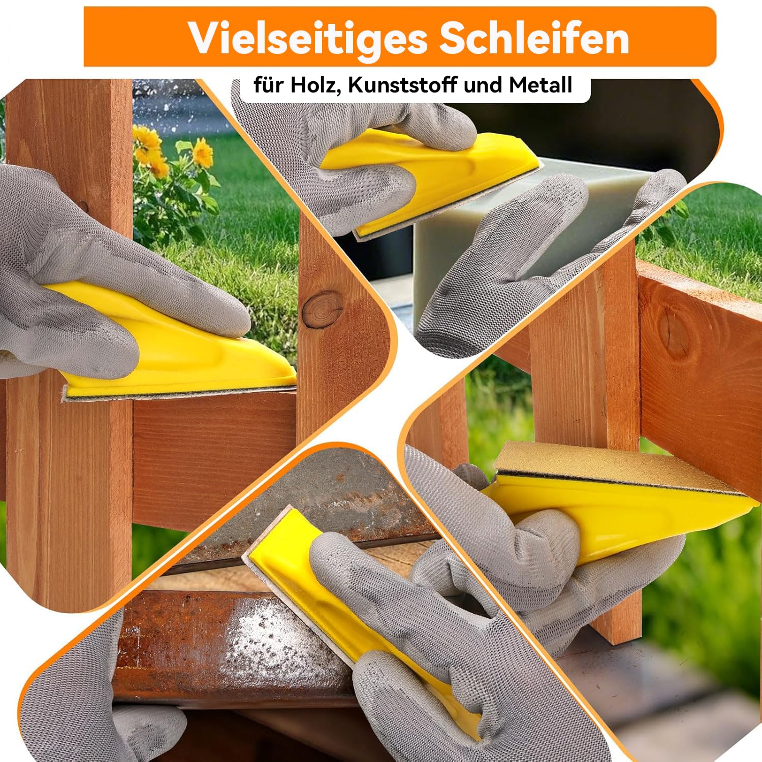 MANICAF 50 Stück Schleifpapier mit HandSchleifklotz Schleifblätter Körnung 80/120/180/240/400 Schleifpapier Set, Detailschleifset, Nassschleifpapier Set für Schleifen und Polieren