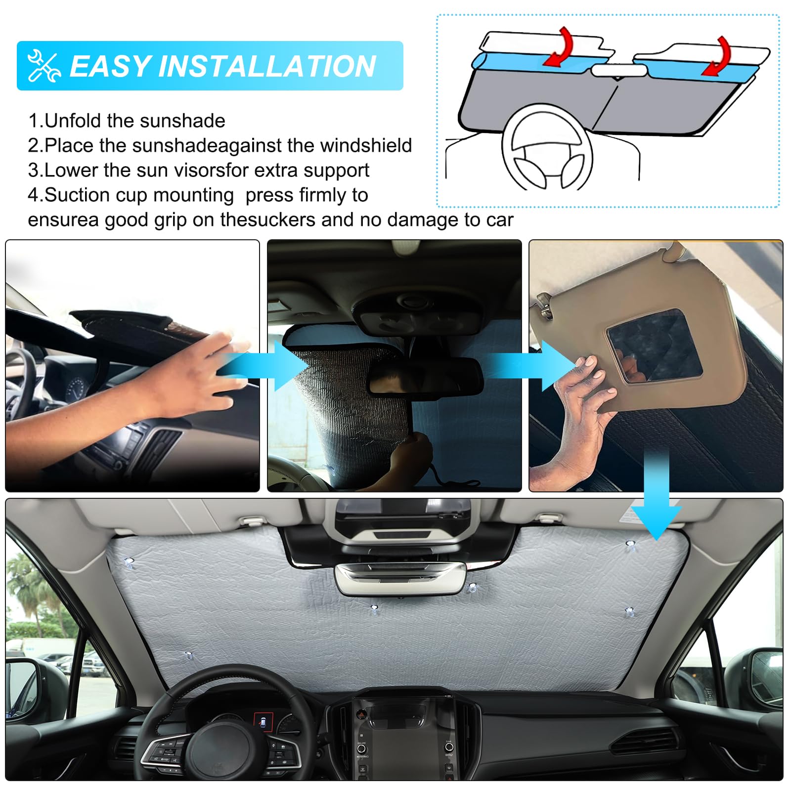 Parasol para parabrisas compatible con Sub@ru Crosstrek 2024 2025+ Accesorios, parasol para ventana delantera, bloqueador de calor, protector reflectante para mantener tu coche fresco, 1