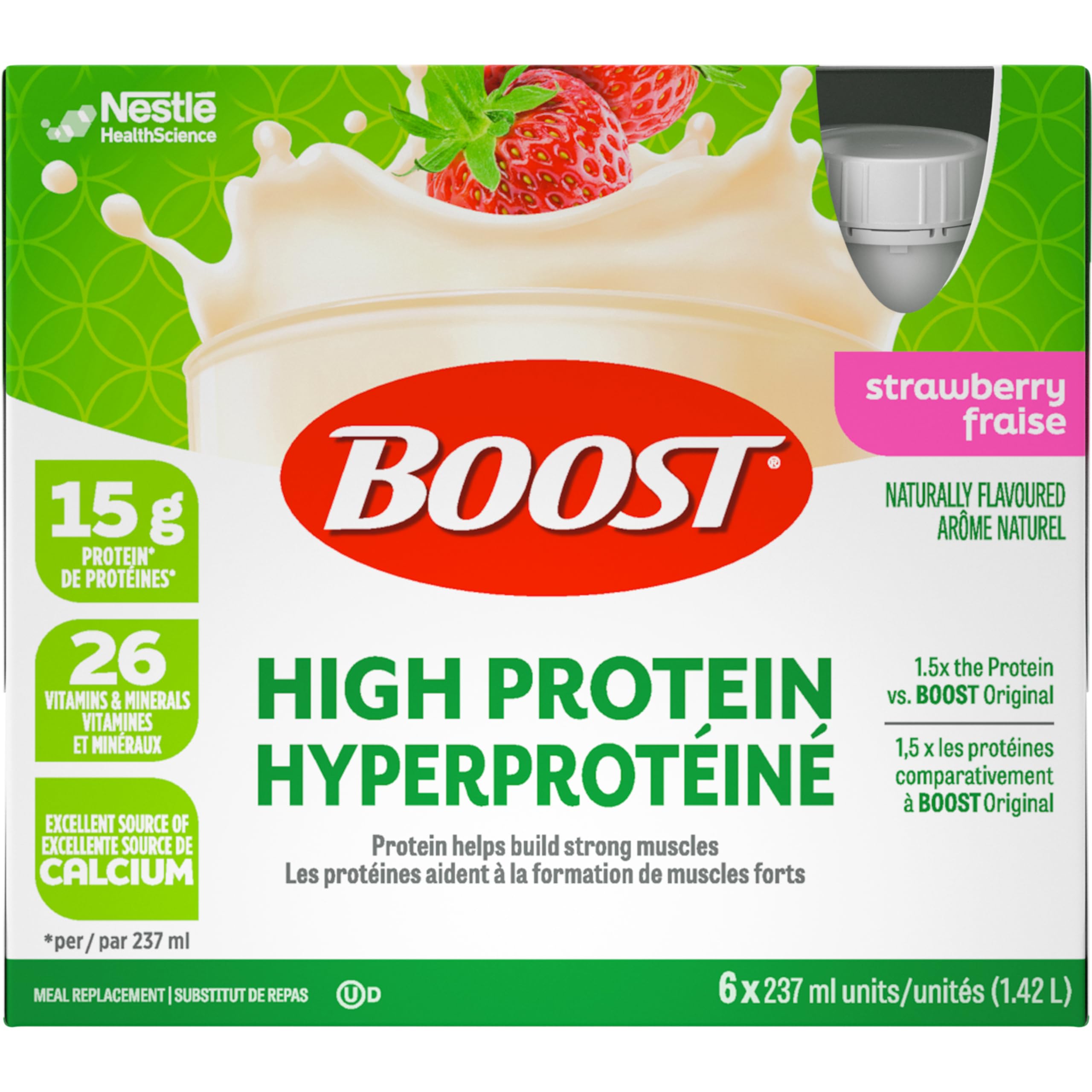 BOOST High Protein Meal Replacement Drink – Strawberry, 24 Bottles