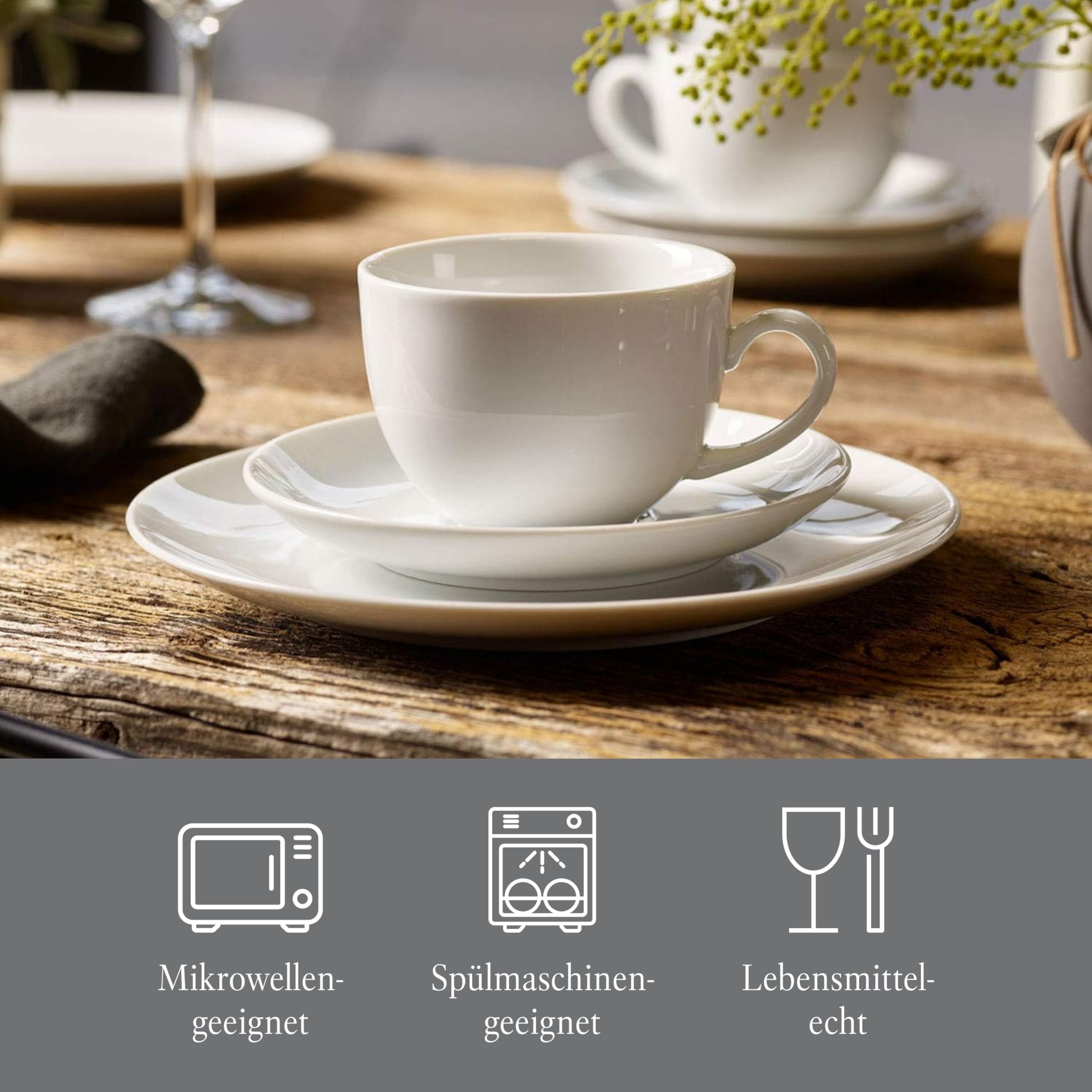 Villeroy & Boch New Fresh Basic Kaffeeservice 18-teilig 6 Personen Weiß Porzellan Spülmaschinenfest Mikrowellensicher