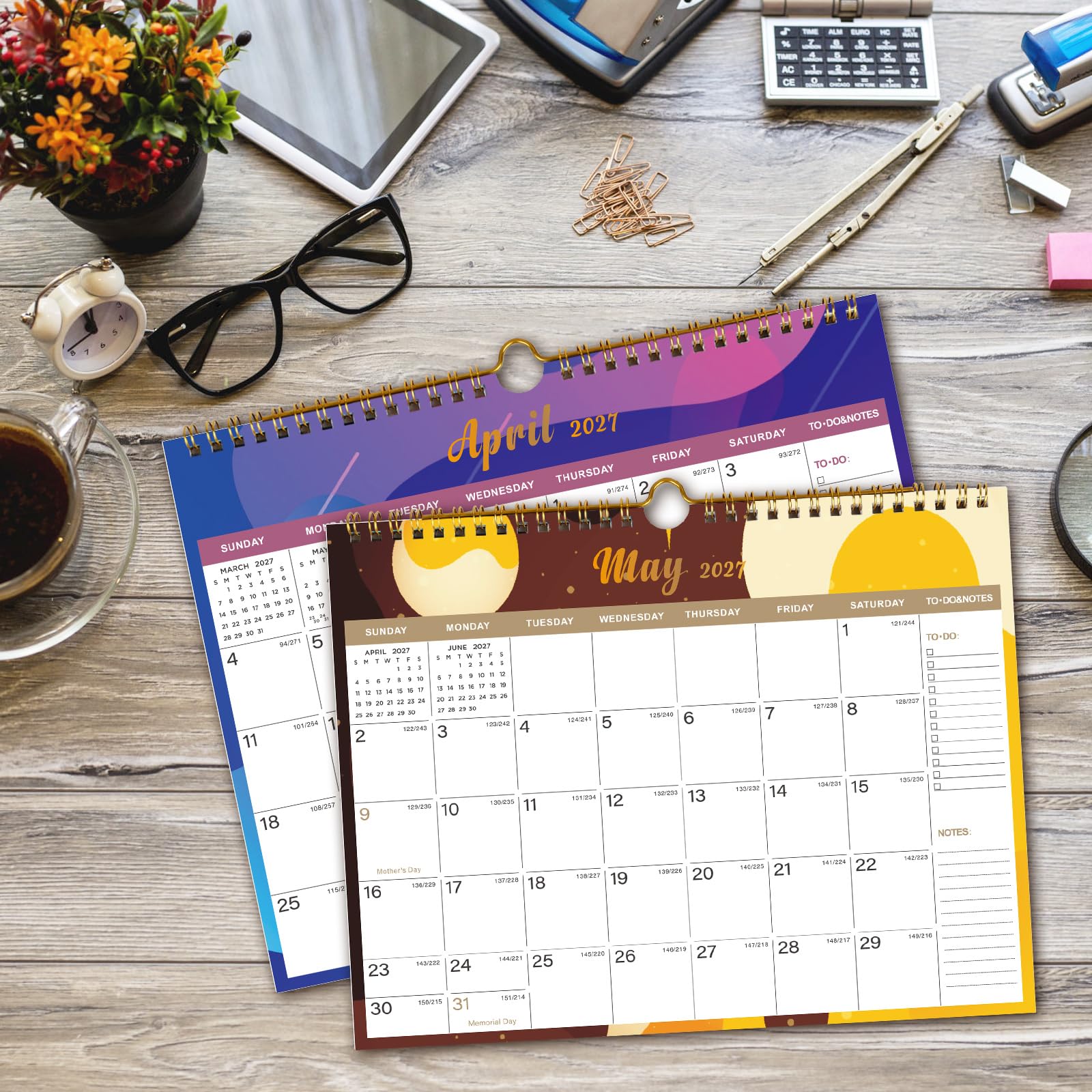 Lbylyhxc Kalender 2026–2027 – inklusive Monats-Wandkalender Juli 2026 bis Dezember 2027–18, 2026–2027, 27,9 x 21,6 cm. Dickes Papier mit Julianischen Daten und Block für Neujahrs- und