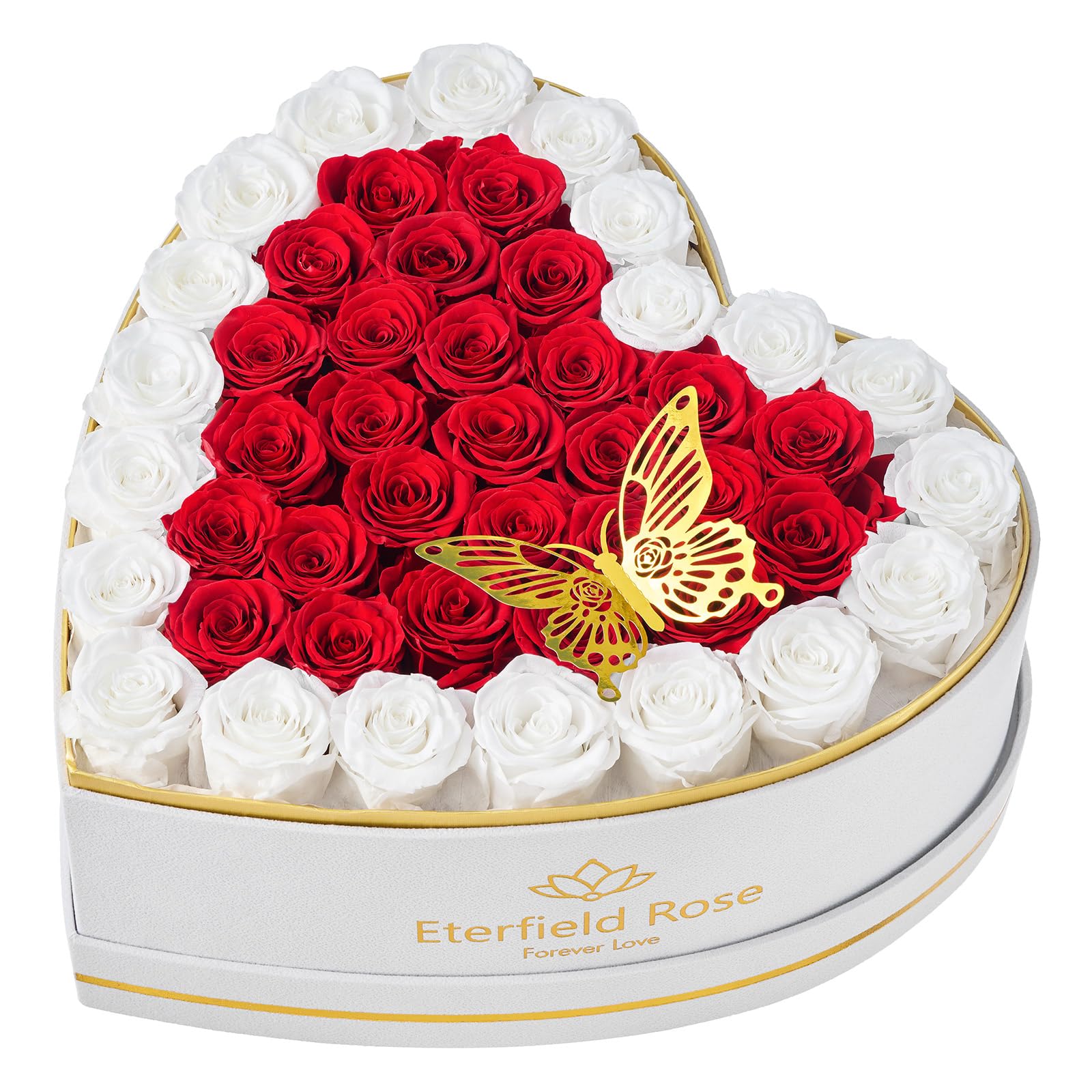 Eterfield 77 Preserved Roses In Round Box – Forever Flowers Last Over A Year, Gift For Her