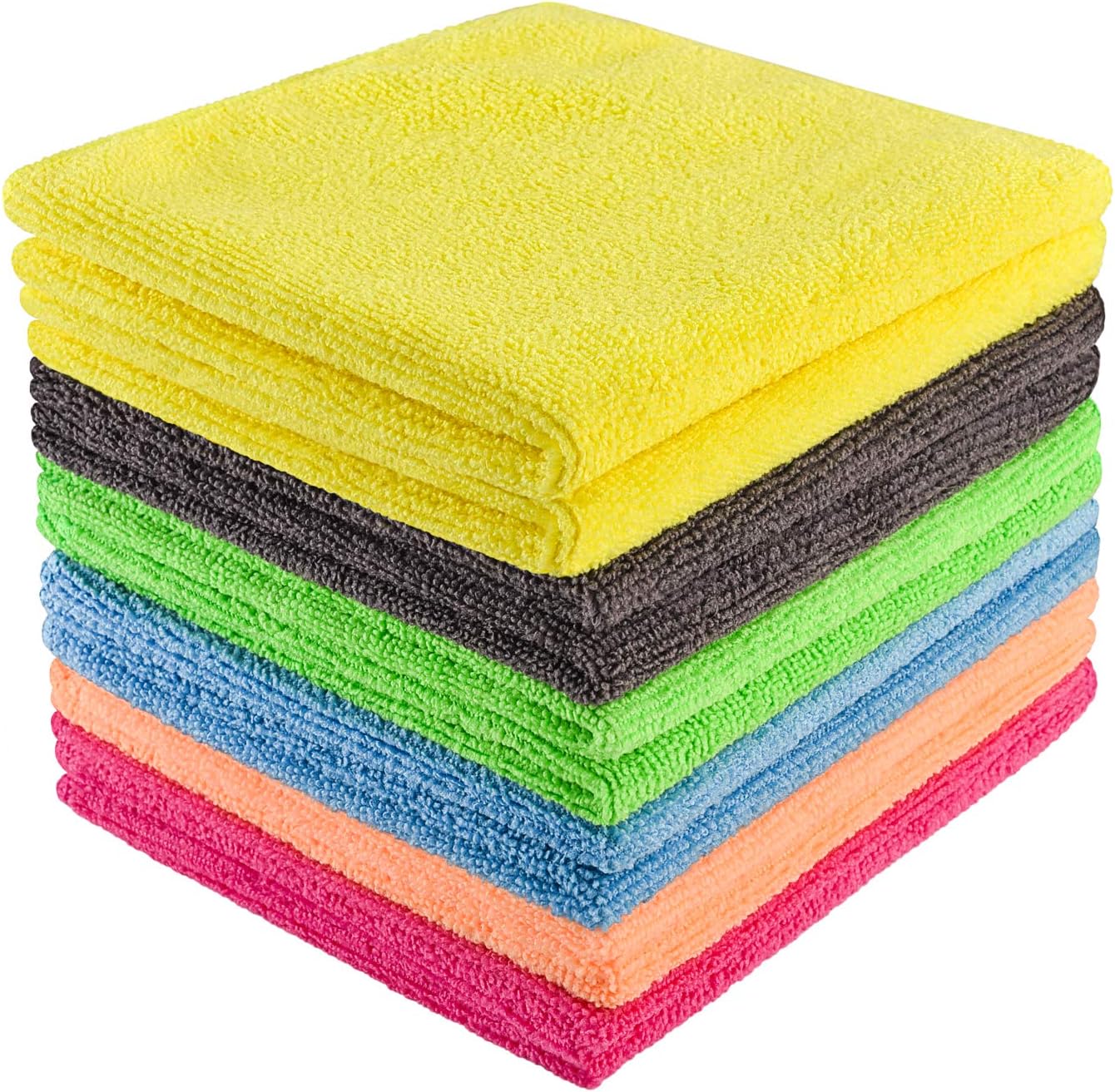 YSLON Microfiber cleaning cloth,Multi-purpose Cleaning rags for Household kitchen,High absorption,Lint-free stripes,Reusable. (12-Pack)
