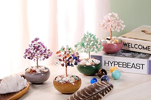 Miniatura 7 de Top Plaza Árbol de piedra de cristal curativo de 7 chakras, envuelto en cuarzo transparente natural, Feng Shui, hogar, oficina, tamaño pequeño,