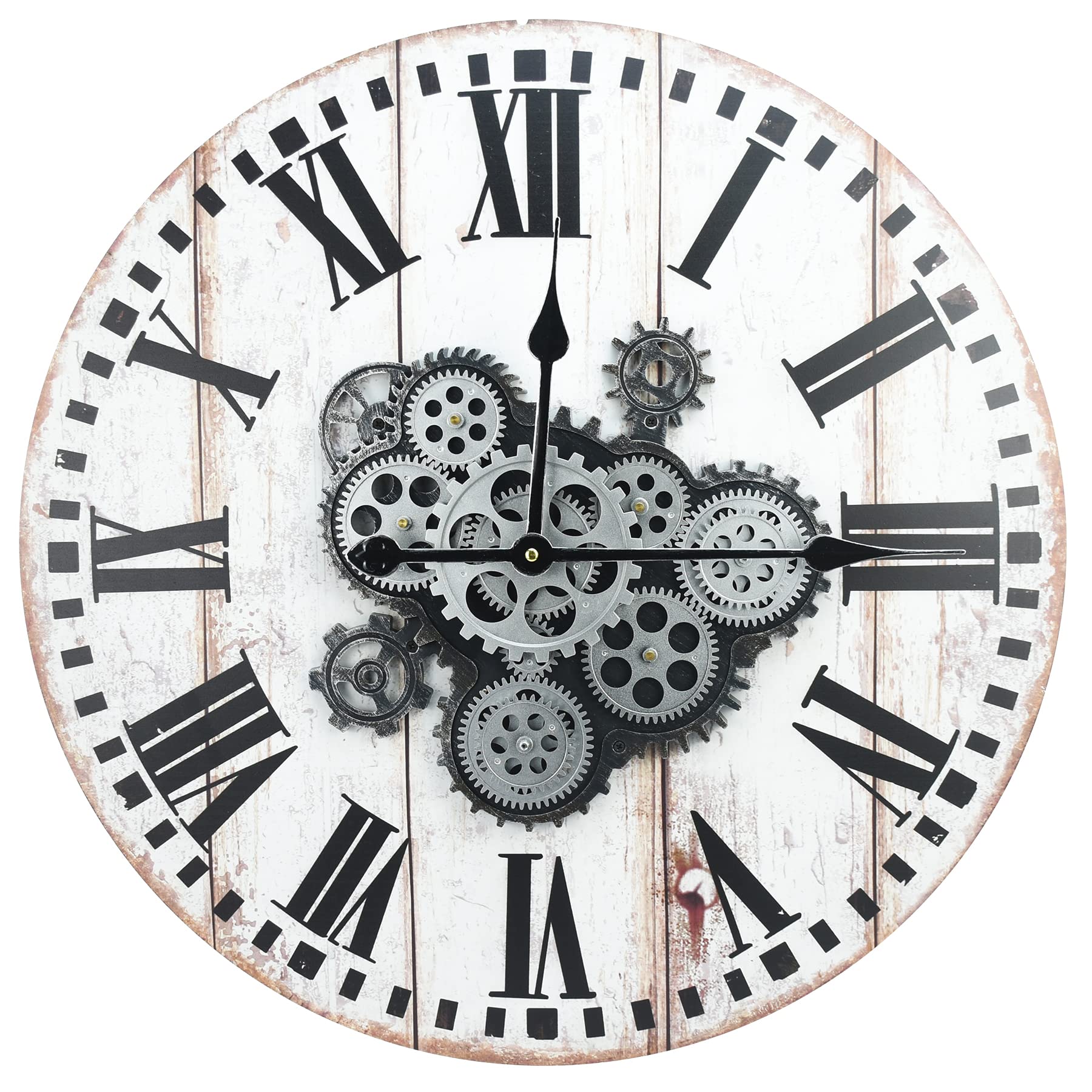 Buy TOKTEKK 24 inch Real Moving Gears Wall Clocks with Roman Numbers