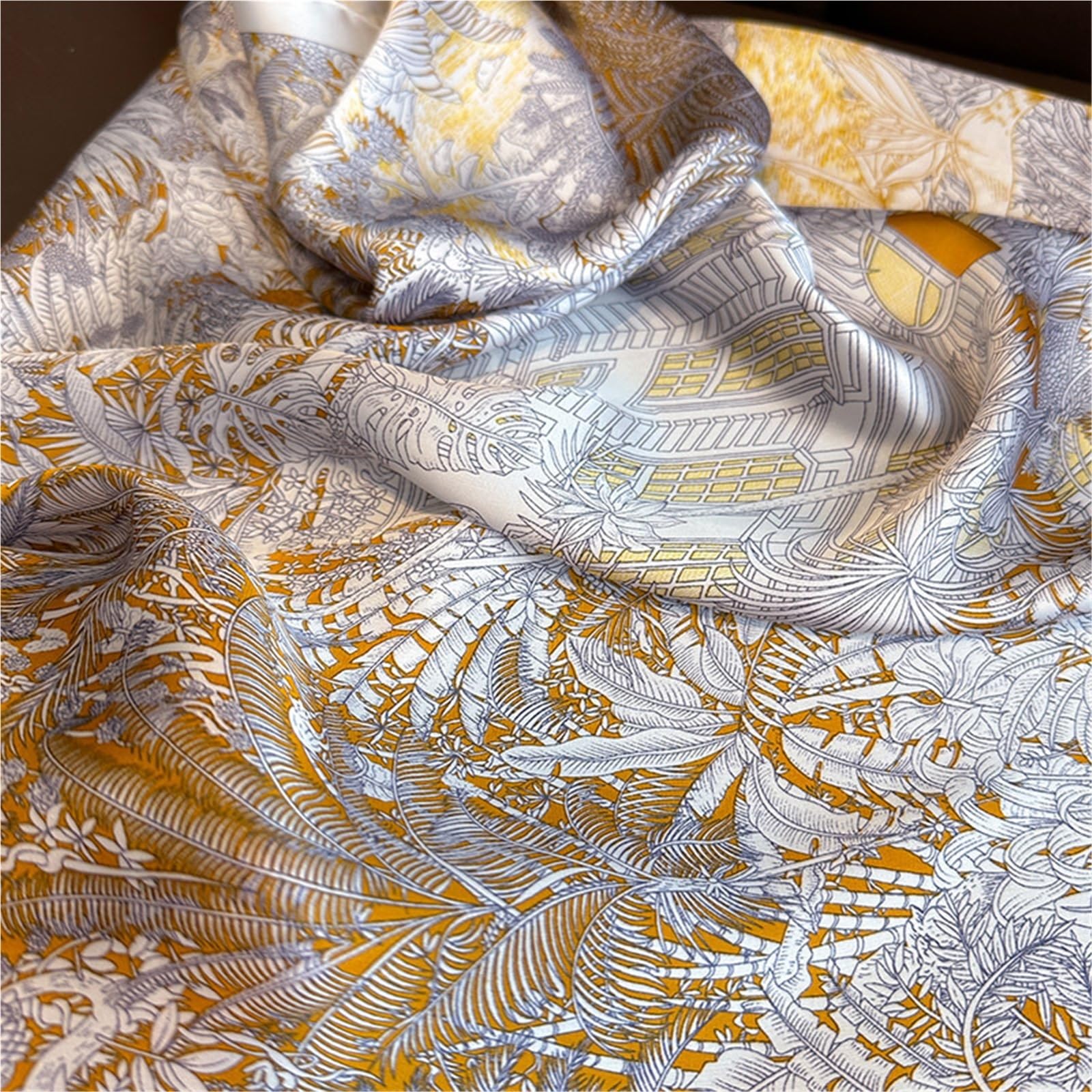 Bufandas, Pañuelo Cuadrado de Seda con Estampado Floral for Mujer, pañuelo satén diseño for la Cabeza(Color 62)