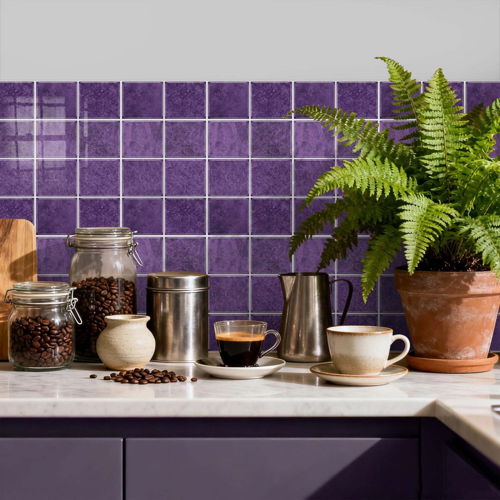 LMYSXAOZ Stick on Tiles 17x23CM Purple Tile Stickers Transfers for Bathroom Kitchen,Peel and Wall Self Adhesive Vinyl Waterproof Oil Proof Home Decor