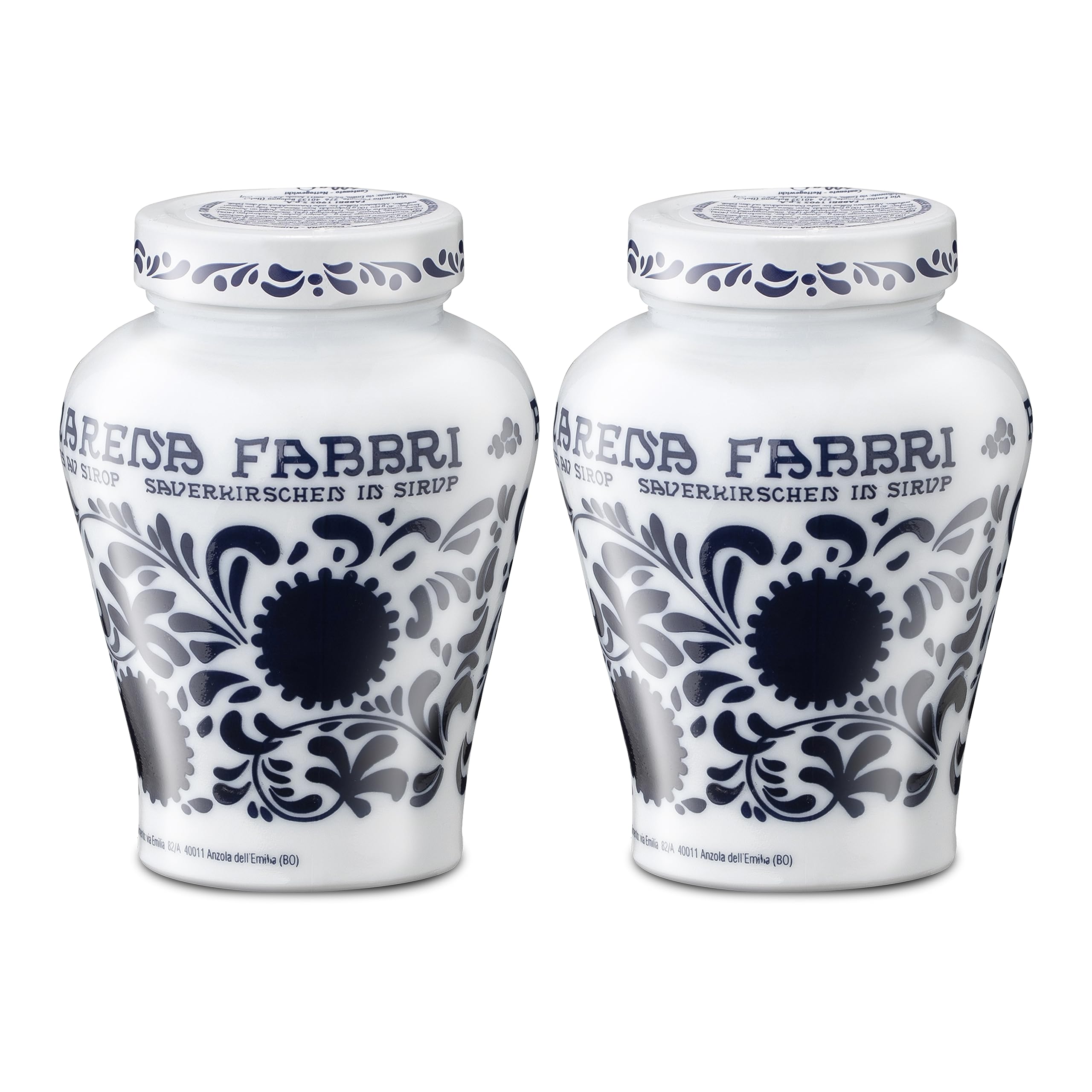 Food-United AMARENAKIRSCHEN 2x600g Opaline | FABBRI 1905 | in Sirup | Halb-Kandiert | Amarene | Amarena-Kirschen aus Italien | fabbri amarena cherries | für Joghurt-Eis Dessert Topping Cocktail