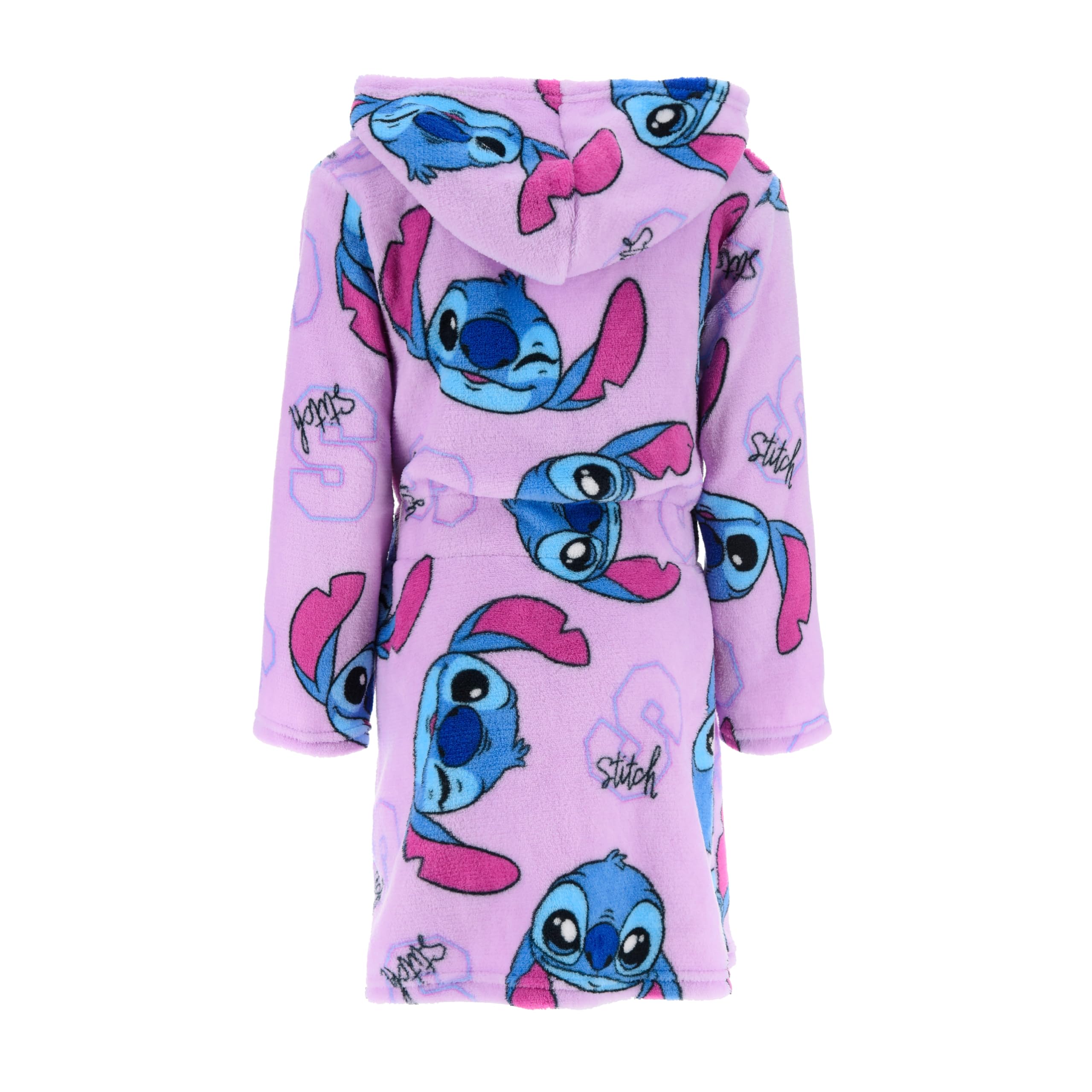 Disney Stitch Robe de Chambre pour Fille, Robe Doux Motif Stitch Peignoir en Polaire Velours, Tailles 4 à 12 Ans