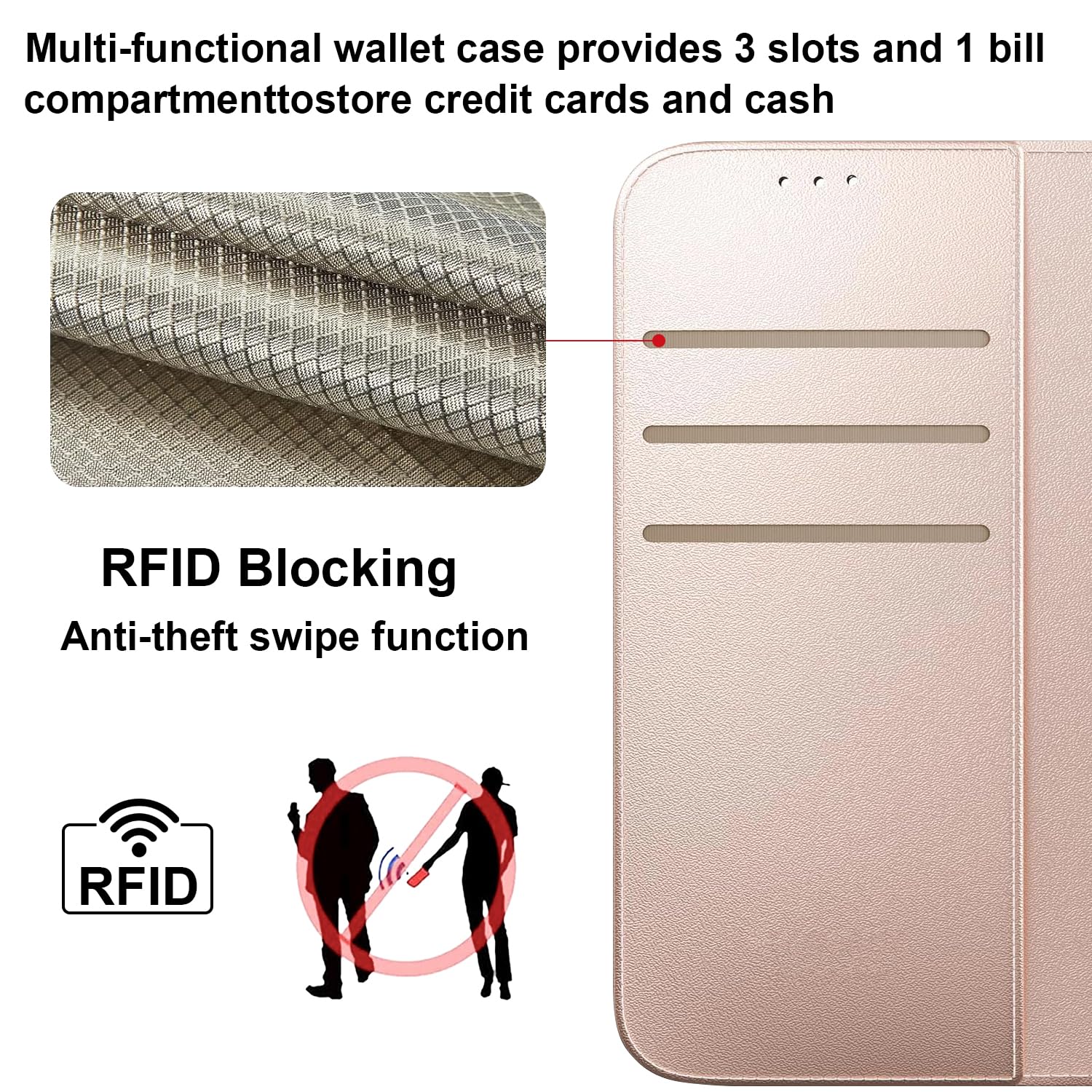 Ysjisy Cover Compatibile con Samsung Galaxy A17 4G/ 5G, con 1 Pezzo Vetro Temperato Pellicola Protettiva e 1 Pezzo Strumento di Installazione Semplice, Premium Pelle PU Libro Flip Custodia - Oro Rosa