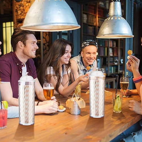 Miniatura 4 de Tioncy Dispensador de pajitas de plástico transparente para contenedor de paja de mostrador con tapa dispensador para lápices