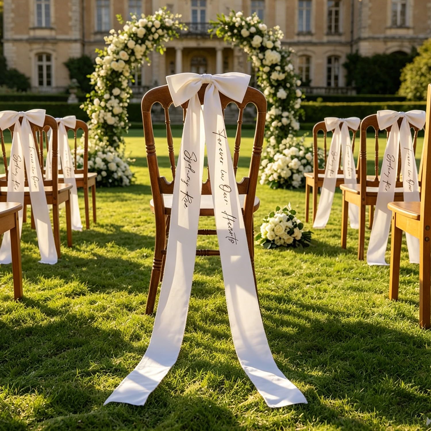 Nastri Personalizzati per Matrimoni per I Posti Riservati - Nomi Personalizzati per La Madre della Sposa E dello Sposo - Fiocchi Decorativi per Le Sedie per La Cena di Prova E La Cerimonia