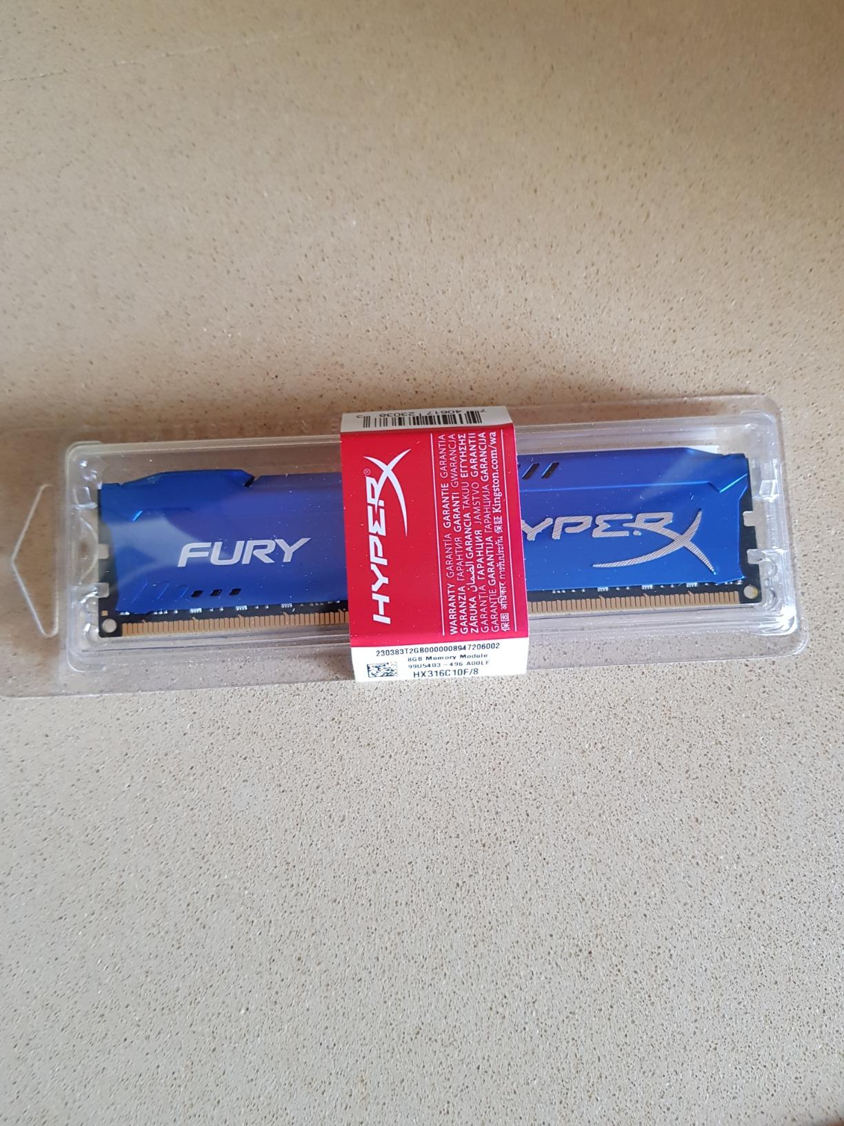 HyperX HX316C10F/8 Fury 8 GB, 1600 MHz, DDR3, CL10, DIMM, Blu : Amazon ...