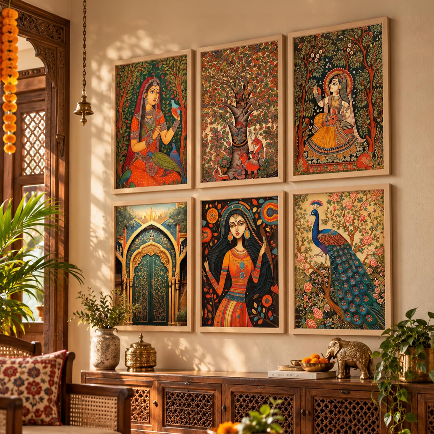 Kotart Madhubani Wall Art - Framed Paintings -17 Kotart Madhubani Wall Art - Framed Paintings -17