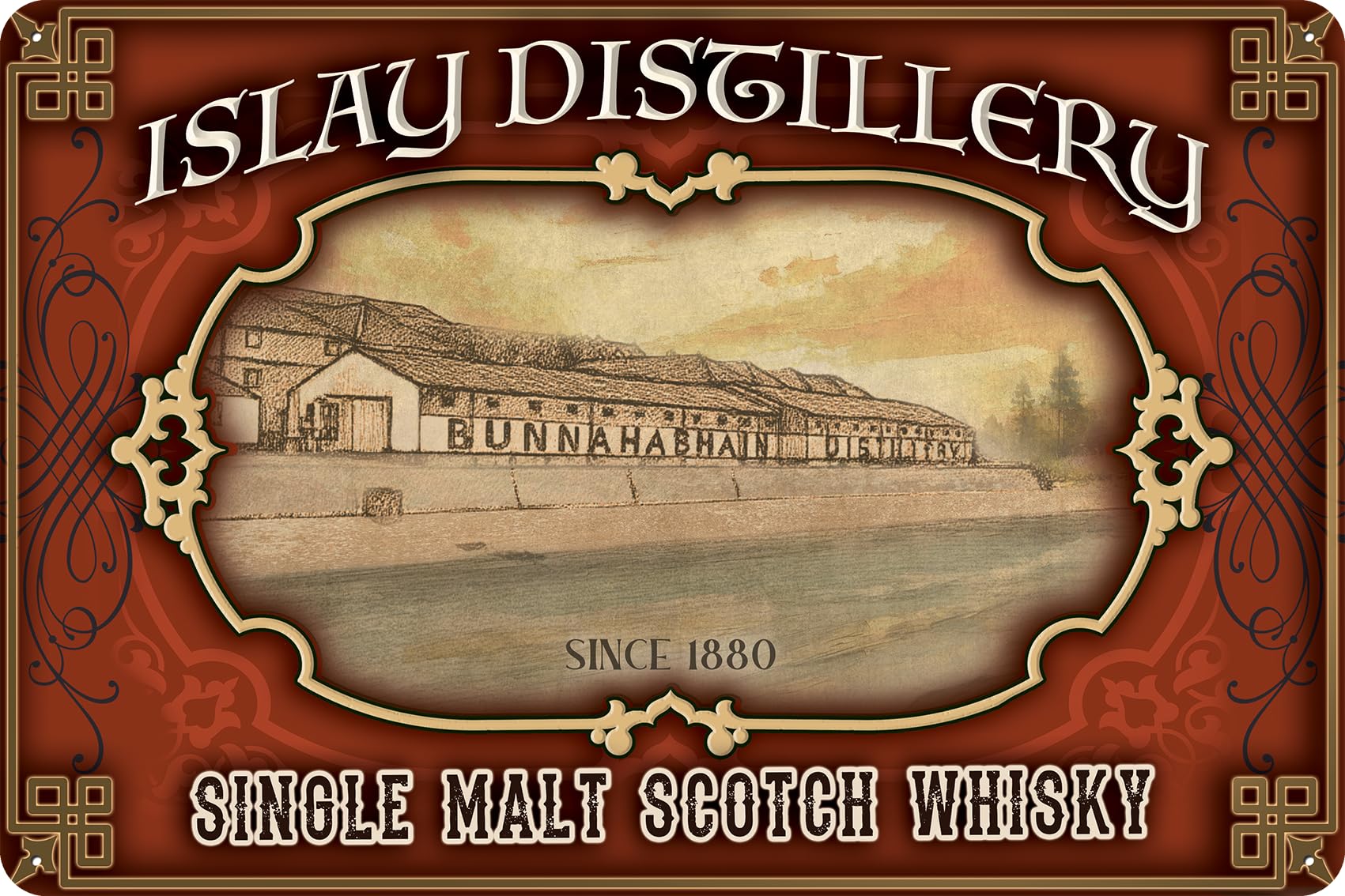 Retro Blechschild für Scotch Whisky Fans – passend für Bunnahabhain Liebhaber und Genießer, 30 x 20 cm