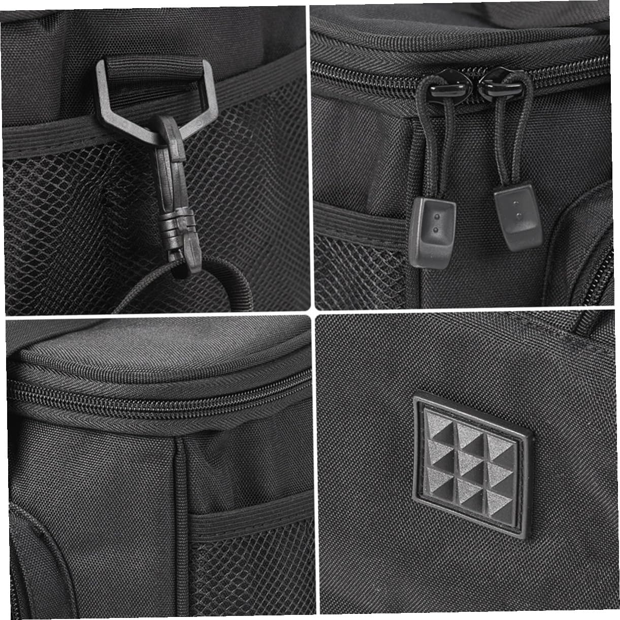 Abaodam Paquet de Pêche en Tissu Oxford Noir Bandoulière Rembourrée Détachable et Double Fermeture Magnétique pour Rangement Multi-Poches en Plein Air