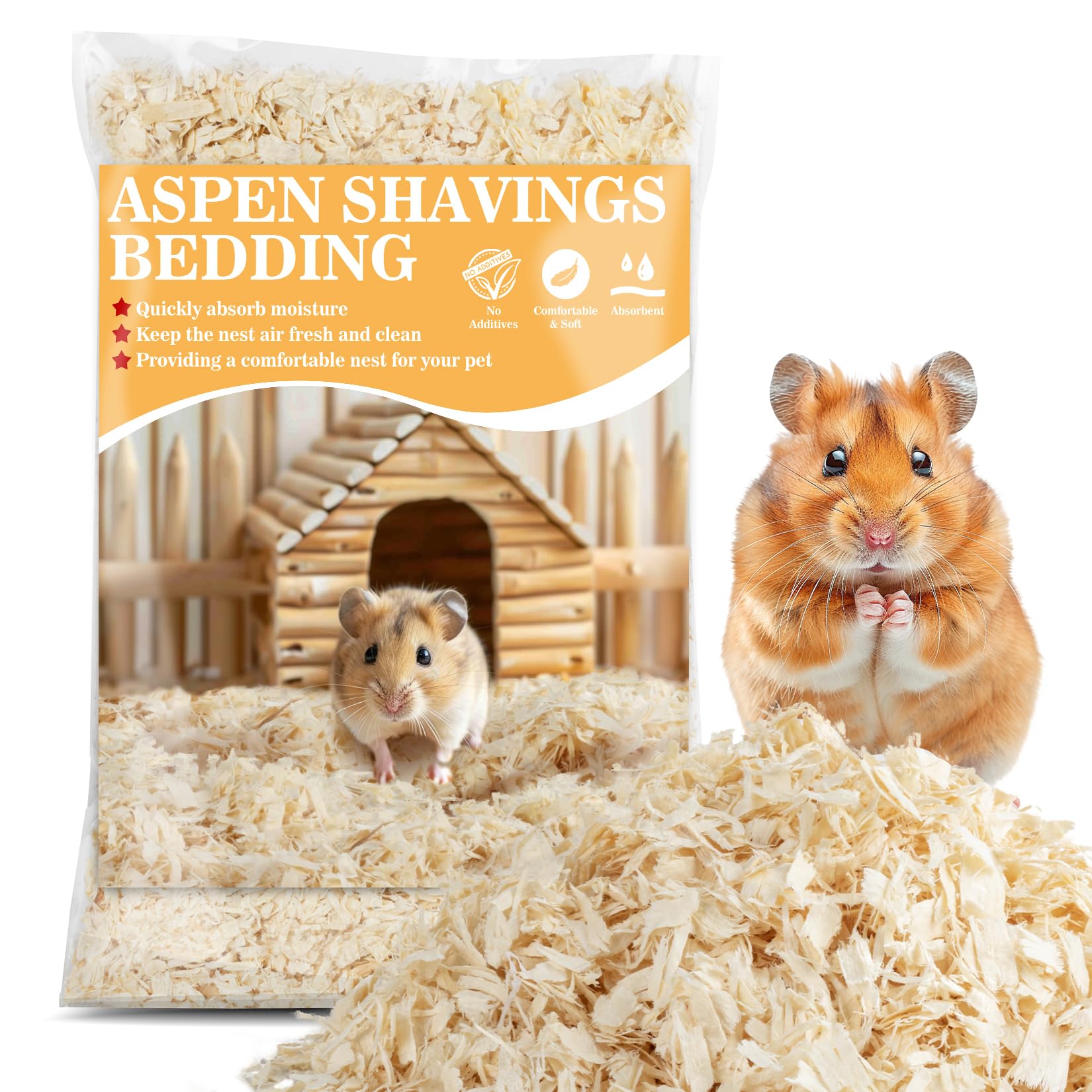 Sukh 14 OZ Aspen Hamster Bedding - Aspen Shavings Pet Supplies Bedding and Litter for Guinea Pig Rabbit Snake Enclosure Horse Bunny Hedgehog Chicken Coop Reptile Chinchilla Small Animal