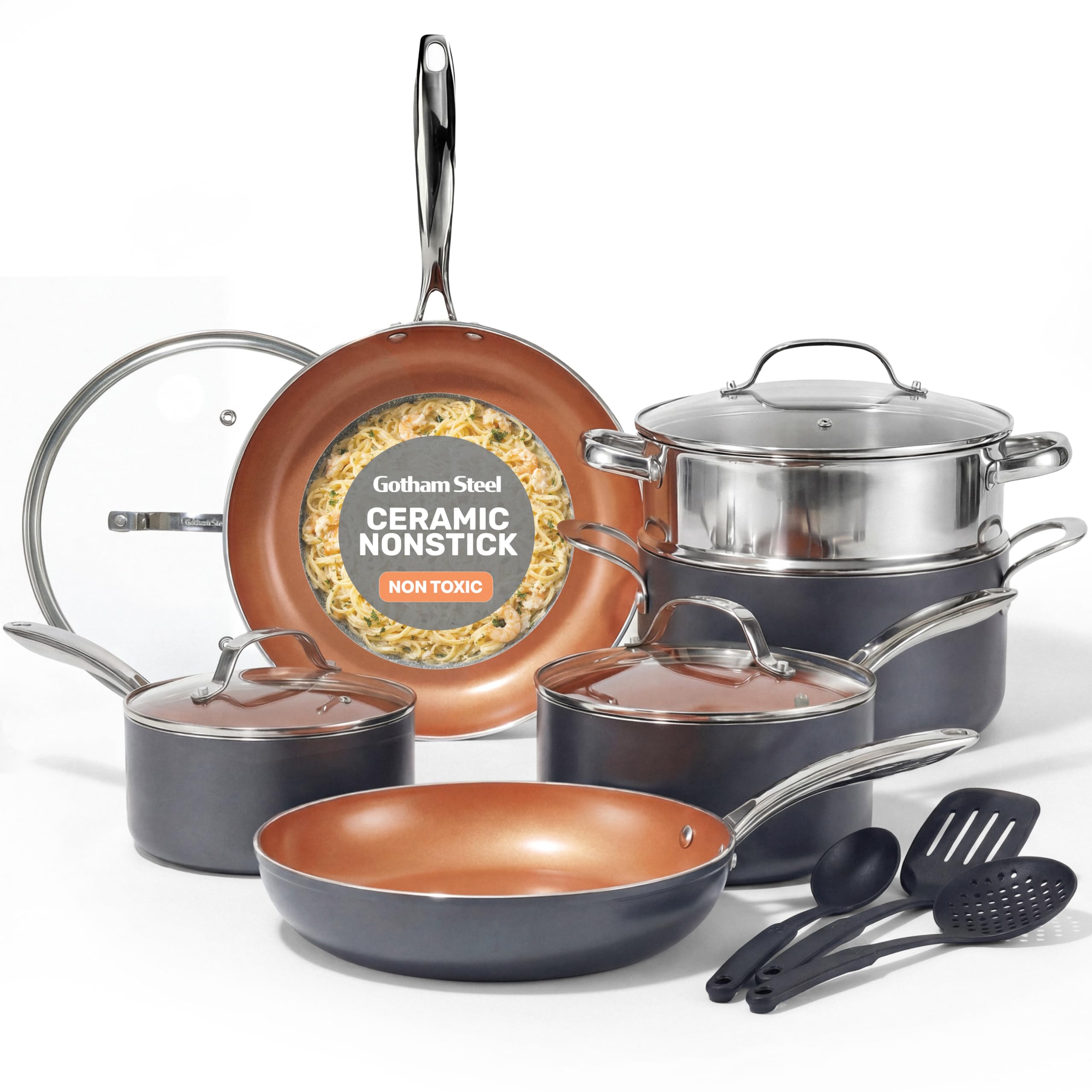 GOTHAM STEEL 15 Pc Ceramic Cookware Set