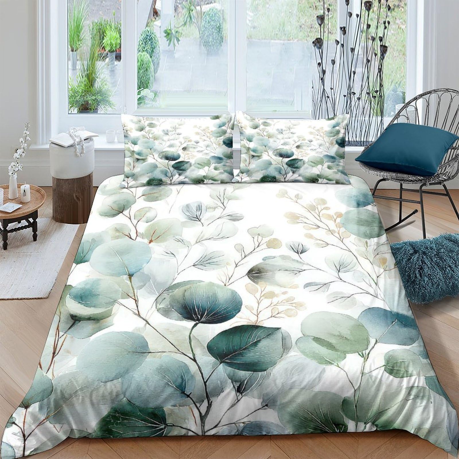Ctjqhvkz Style-10 3D Printed Watercolor Lotus Fitted Sheet Microfiber Soft Green Leaf Bed Cover Bedroom Mattress Protection Decor Single（135X200cm）