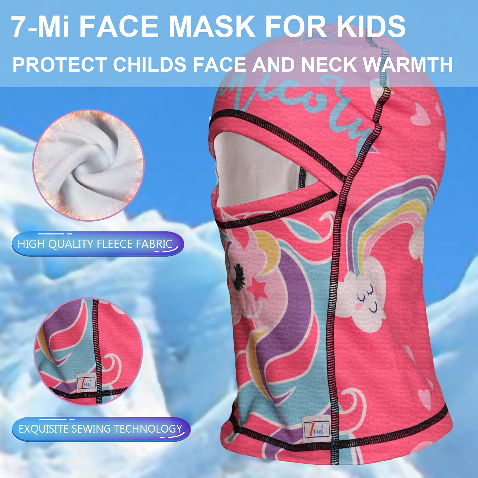 Passamontagna per Bambini da Sci, Antivento ​Inverno Termico Cappellino Invernale in Pile Ragazzi e Ragazze Freddo Sport Invernali Sci Ciclismo
