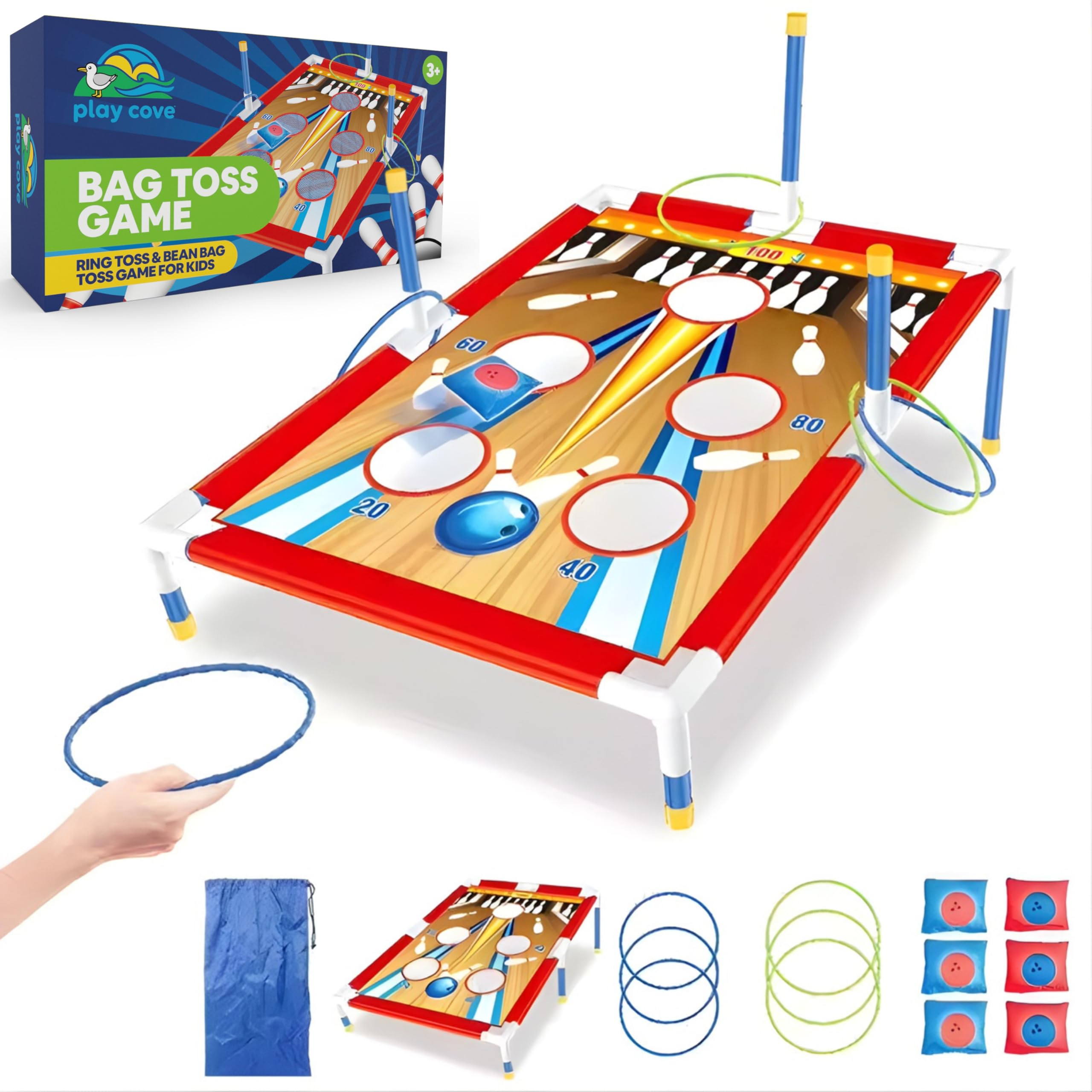 Bean Bag Toss Game - 2 in 1 Bean Bag and Hoops Garden Games Target Board for Children, Beanbag Toss Game, Outdoor Games, Garden Games for Kids Ages 3 Plus