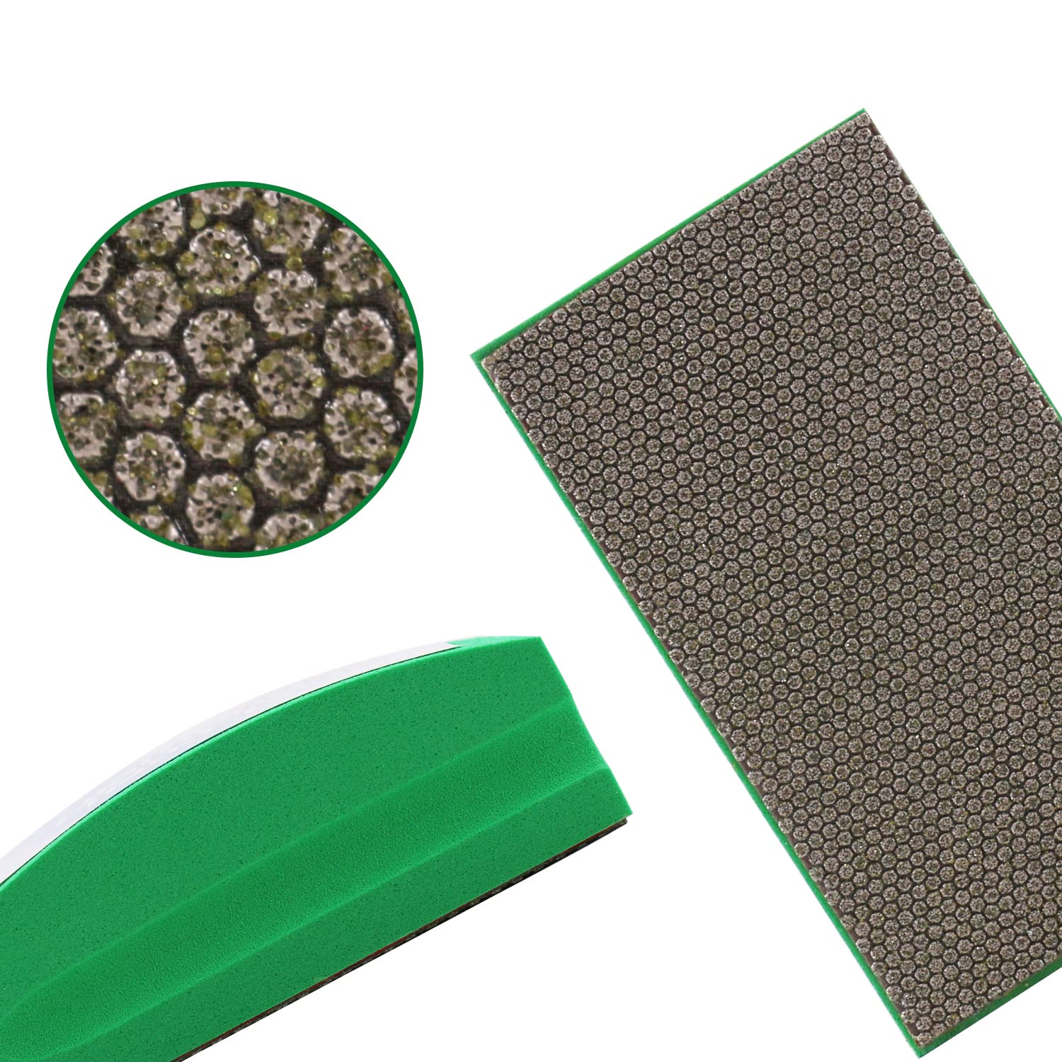 4PCS 60Grit Diamond Hand Polishing Pads Foam Back for Glass Granite Marble Concrete Stone Sanding and Polishing (4PCS- 60 Grit)