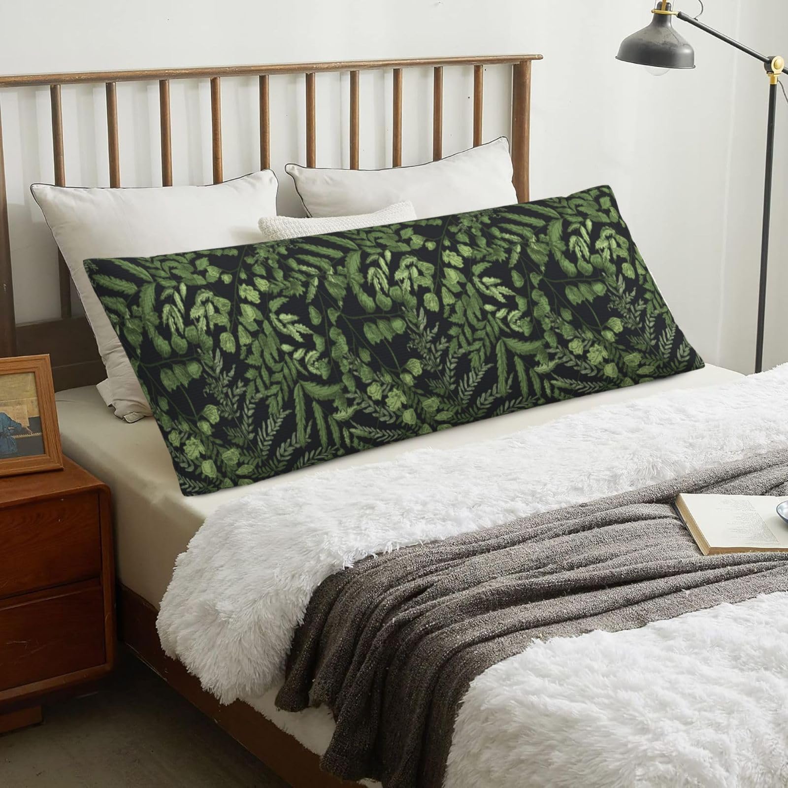 Leaves Botanical, Body Pillow Cover with Zipper,Long Body Pillowcase 20 x 60 in