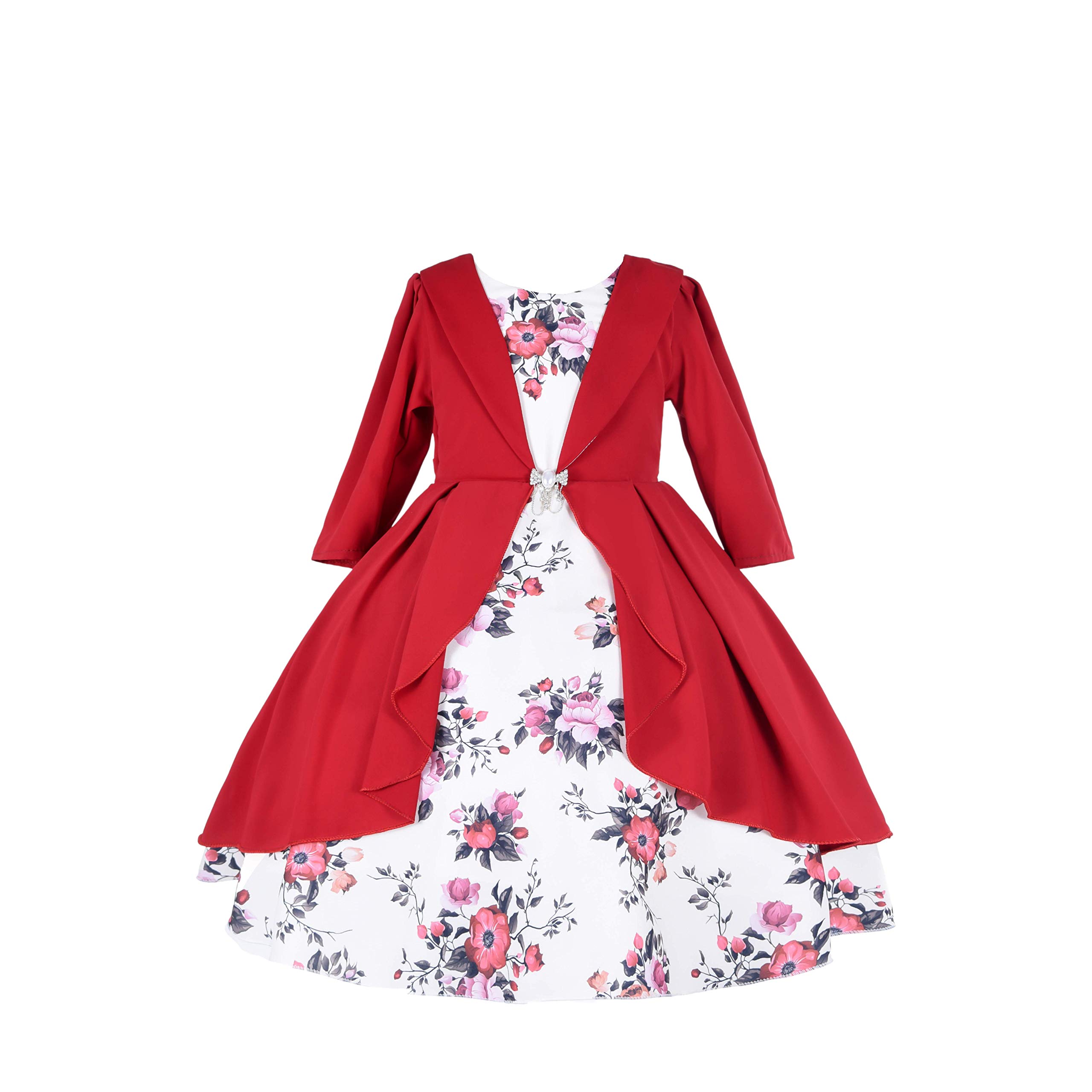 Cosplay Life Elegant Flower Dress for Girls Young Adult Fashion Bow Flower Waistline Kids Party Festival Ages 5-9 Years Old (Pink, 7yrs) — view 28