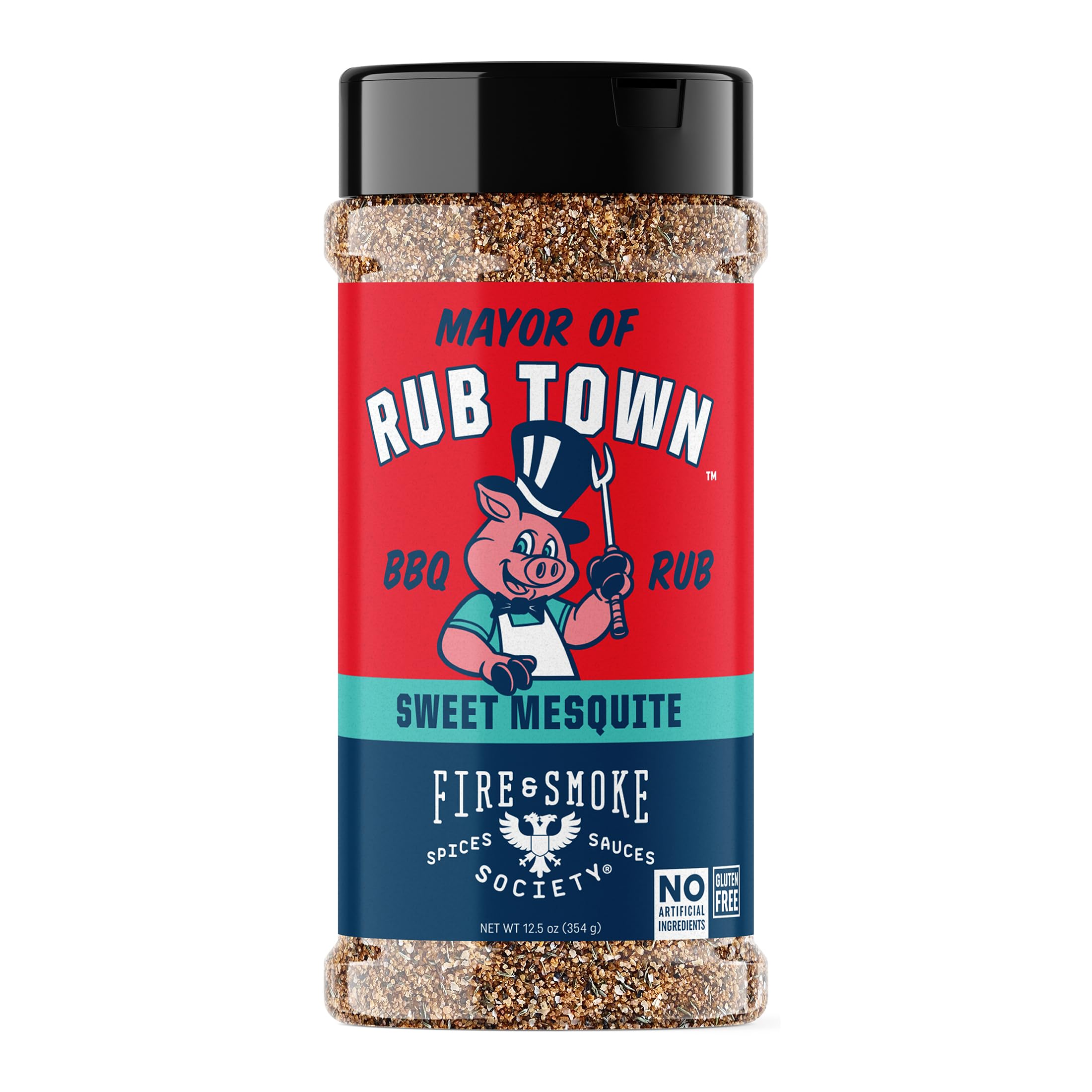 Fire & Smoke Society Mayor of Rub Town BBQ Rub | BBQ Seasoning for Smoking and Grilling Meat | Pulled Pork Ribs, Rib Rub, Dry Rubs and Spices | XL 12.5 oz