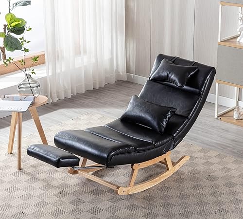 Kurhwyss Mecedora moderna para guardería, silla mecedora tapizada con reposapiés plegable, cómoda silla de descanso con reposacabezas y almohada disponible en Yaxa Peru