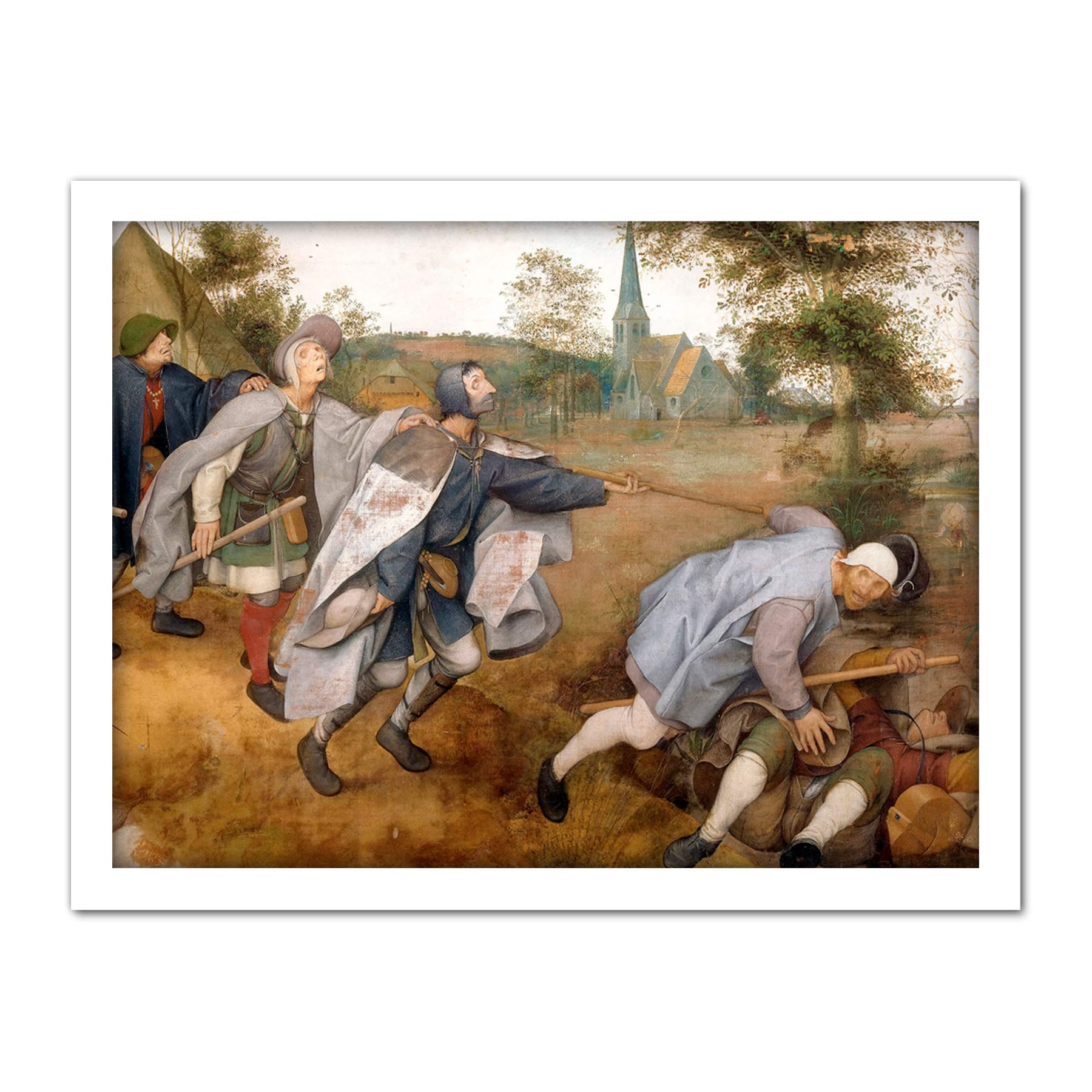 Artery8 Pieter Bruegel Blind Leading The Blind Painting Artwork Framed Wall Art Print 18X24 Inch