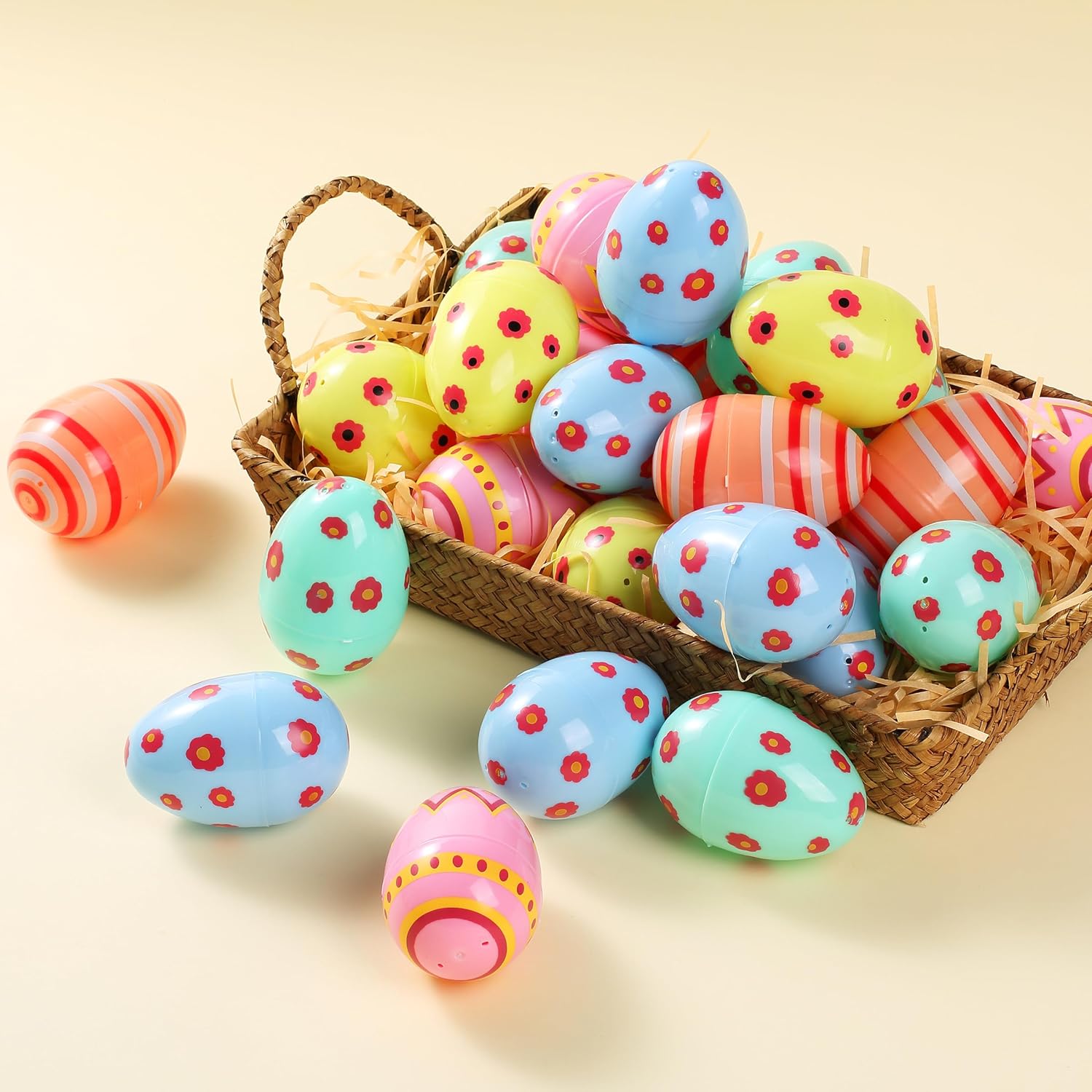 Mr. Pen- Printed Plastic Easter Eggs, 3 Inch, 30 Pack, Bulk Fillable Eggs for Easter Hunt Decor, Party Favor, Basket Stuffers, Classroom Prize, Supplies, Adult & Kid Party Toys for Gift